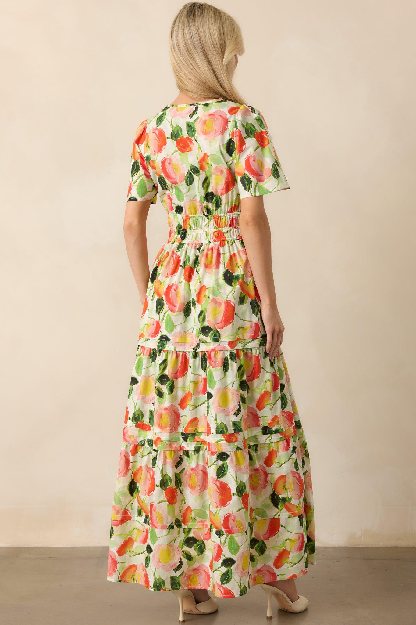 Something About It Orange Floral Print Cotton Maxi Dress Product Image