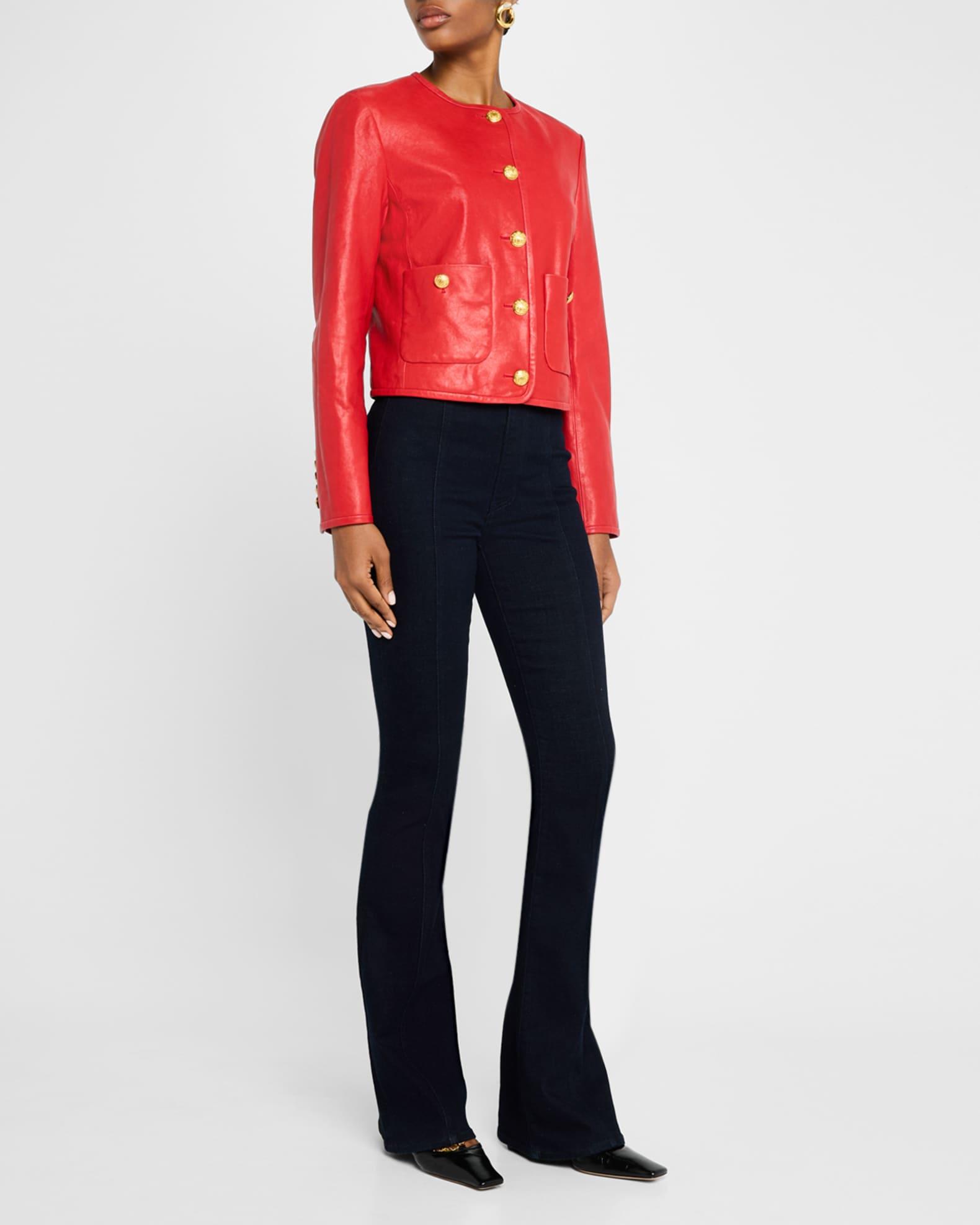 Andrea Button-Down Leather Jacket Product Image