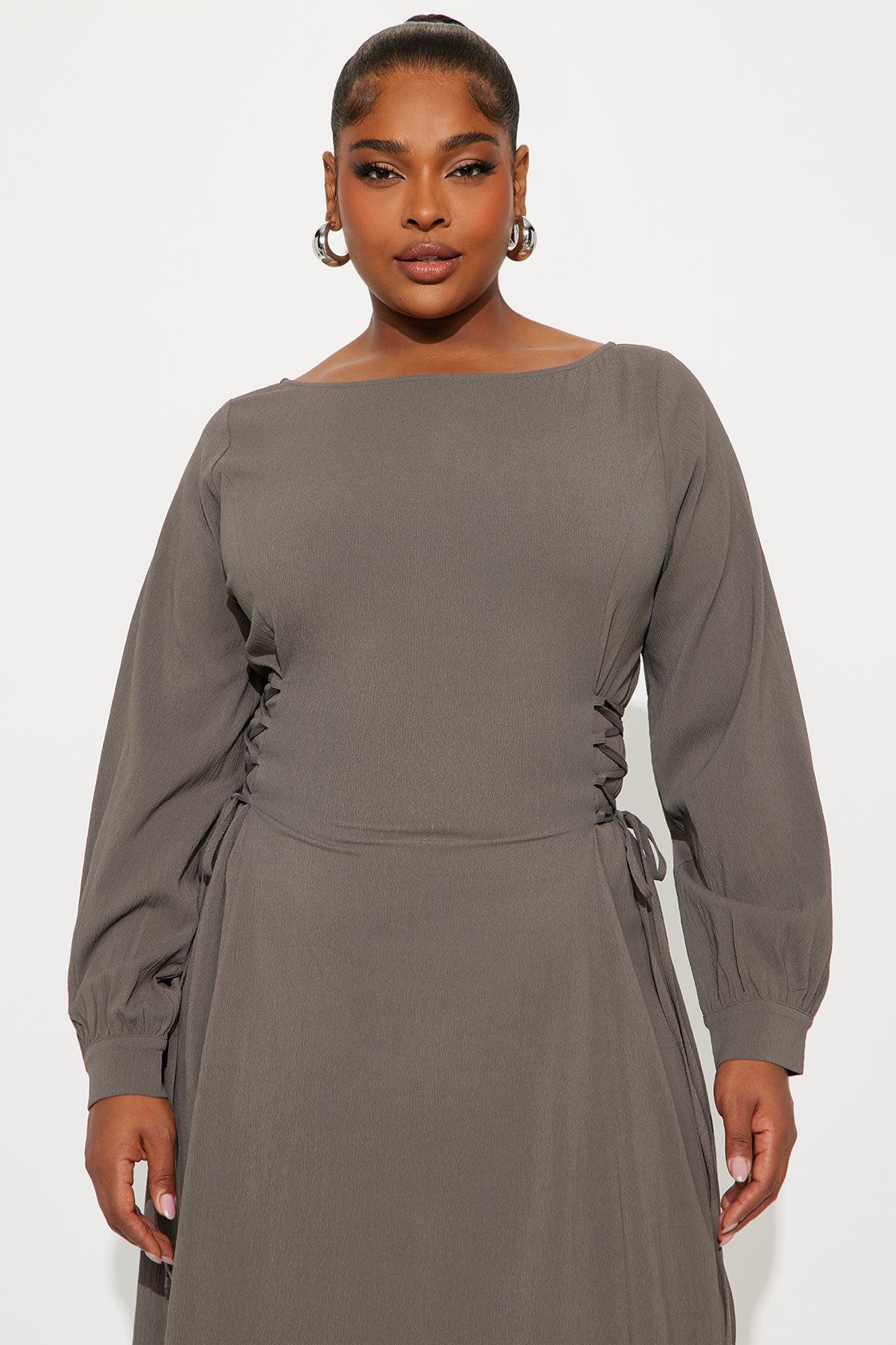 Vienna Lace Up Midi Dress - Olive Female Product Image