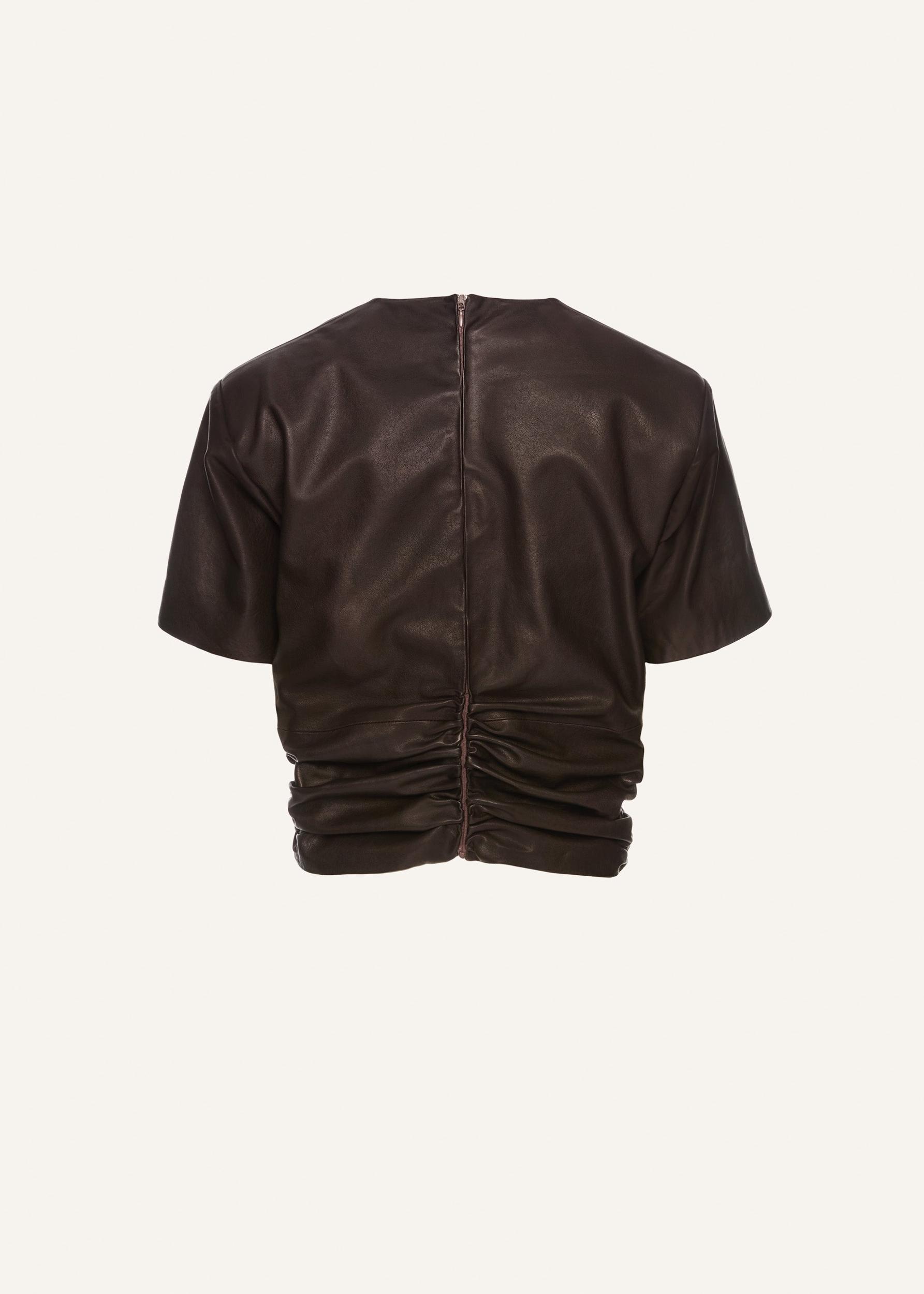 Leather knotted t-shirt in brown Product Image