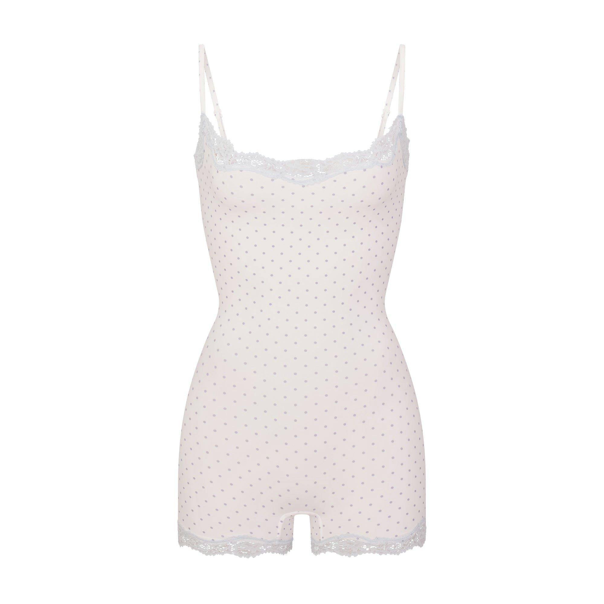 FITS EVERYBODY LACE ONESIE | SLATE PIN DOT PRINT Product Image