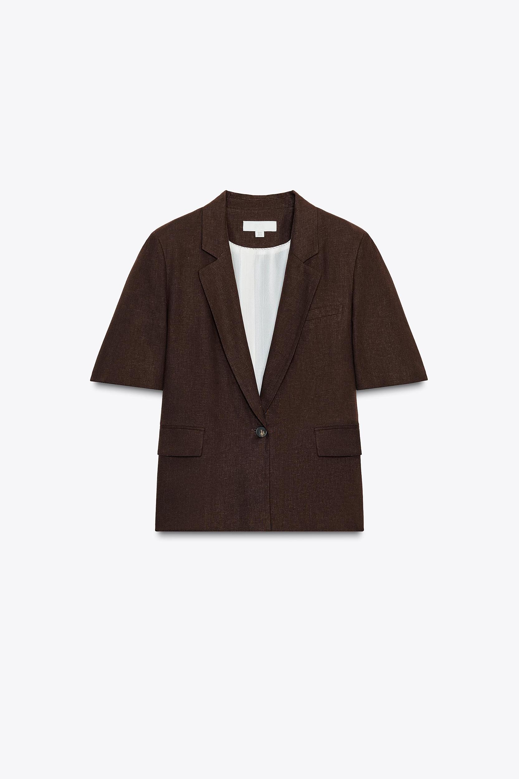 SHORT SLEEVE LINEN BLAZER Product Image