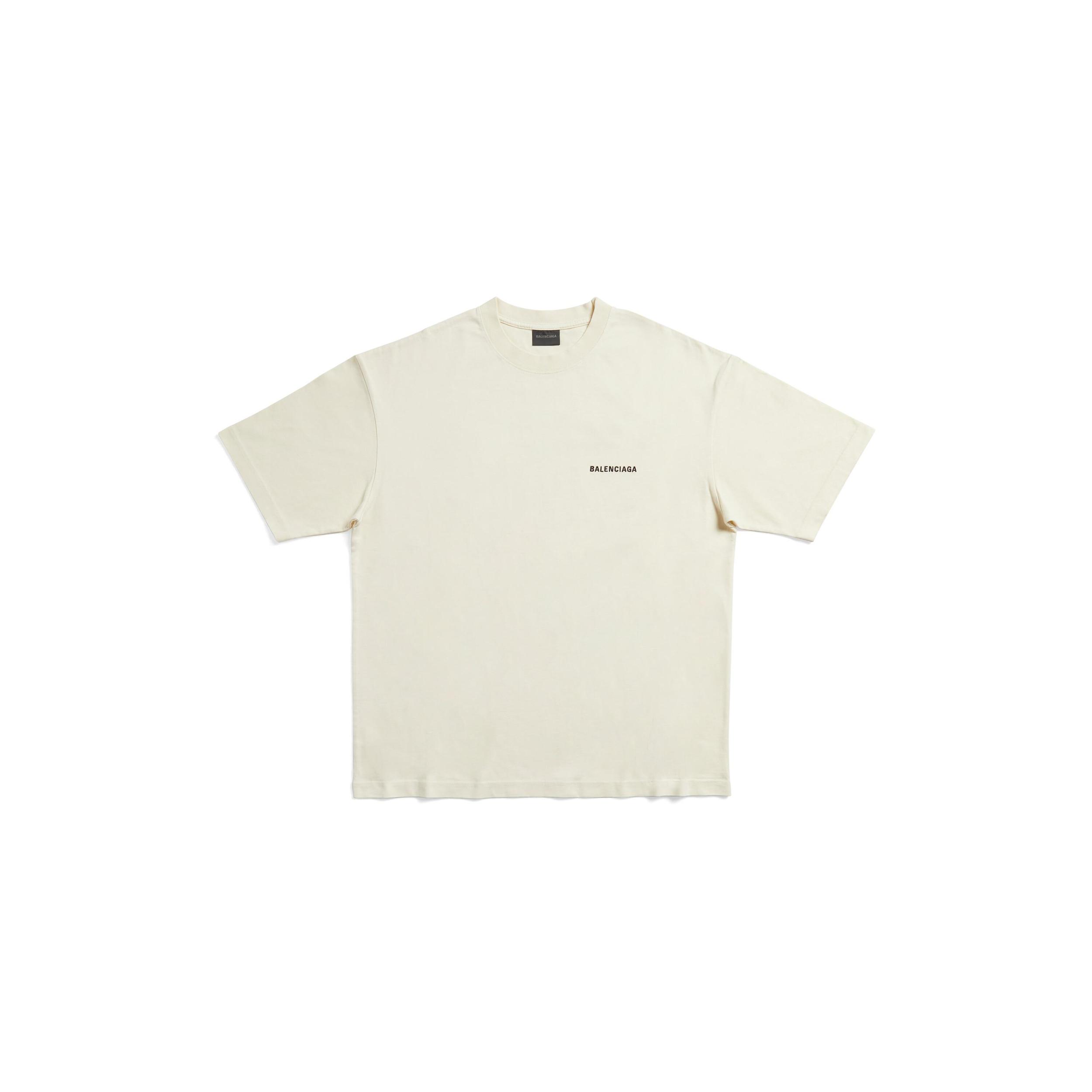 Men's Balenciaga Back T-shirt Medium Fit in Beige Product Image