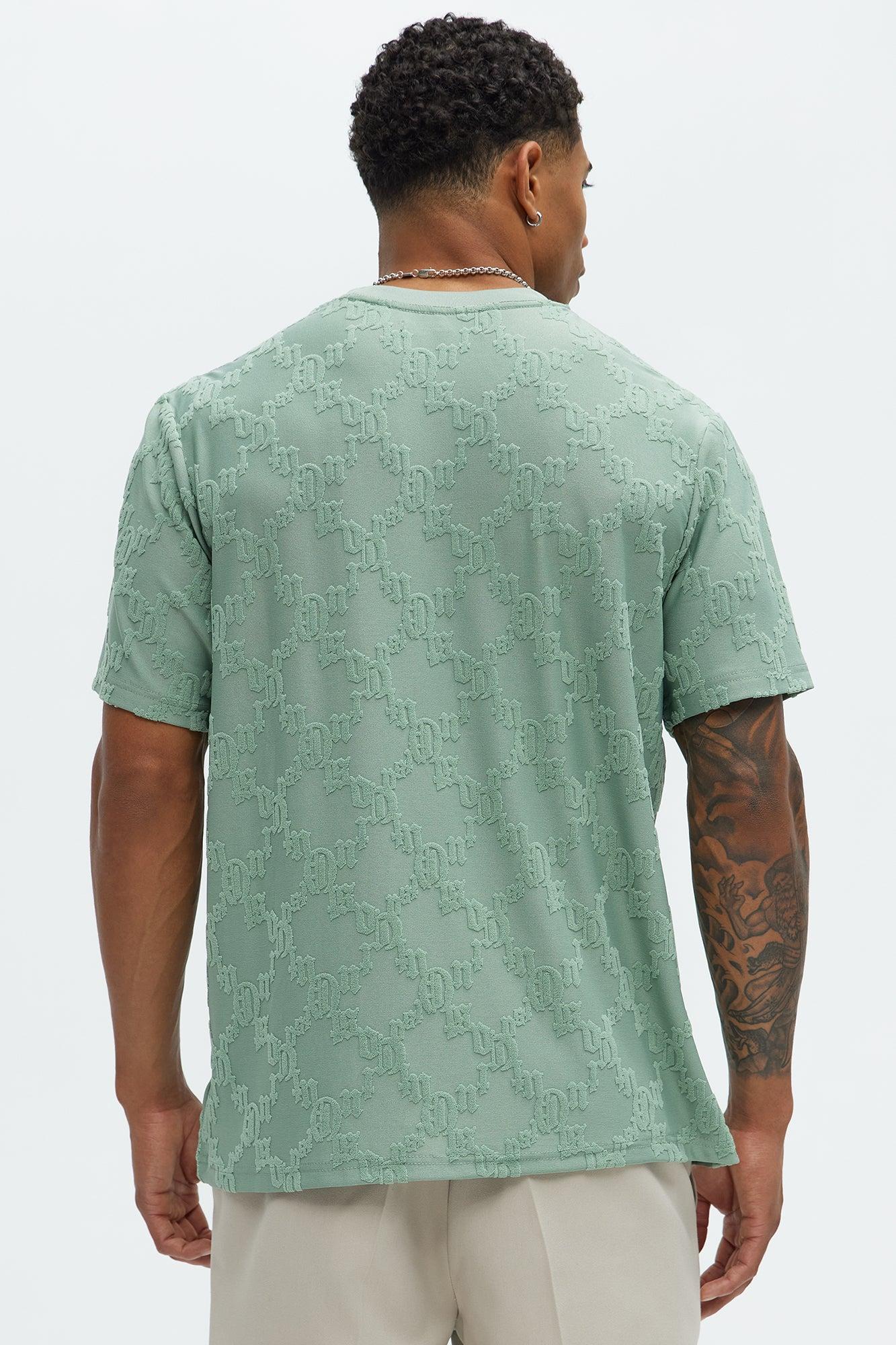 Verbiage Chenille Knit Crew Tee - Green Product Image