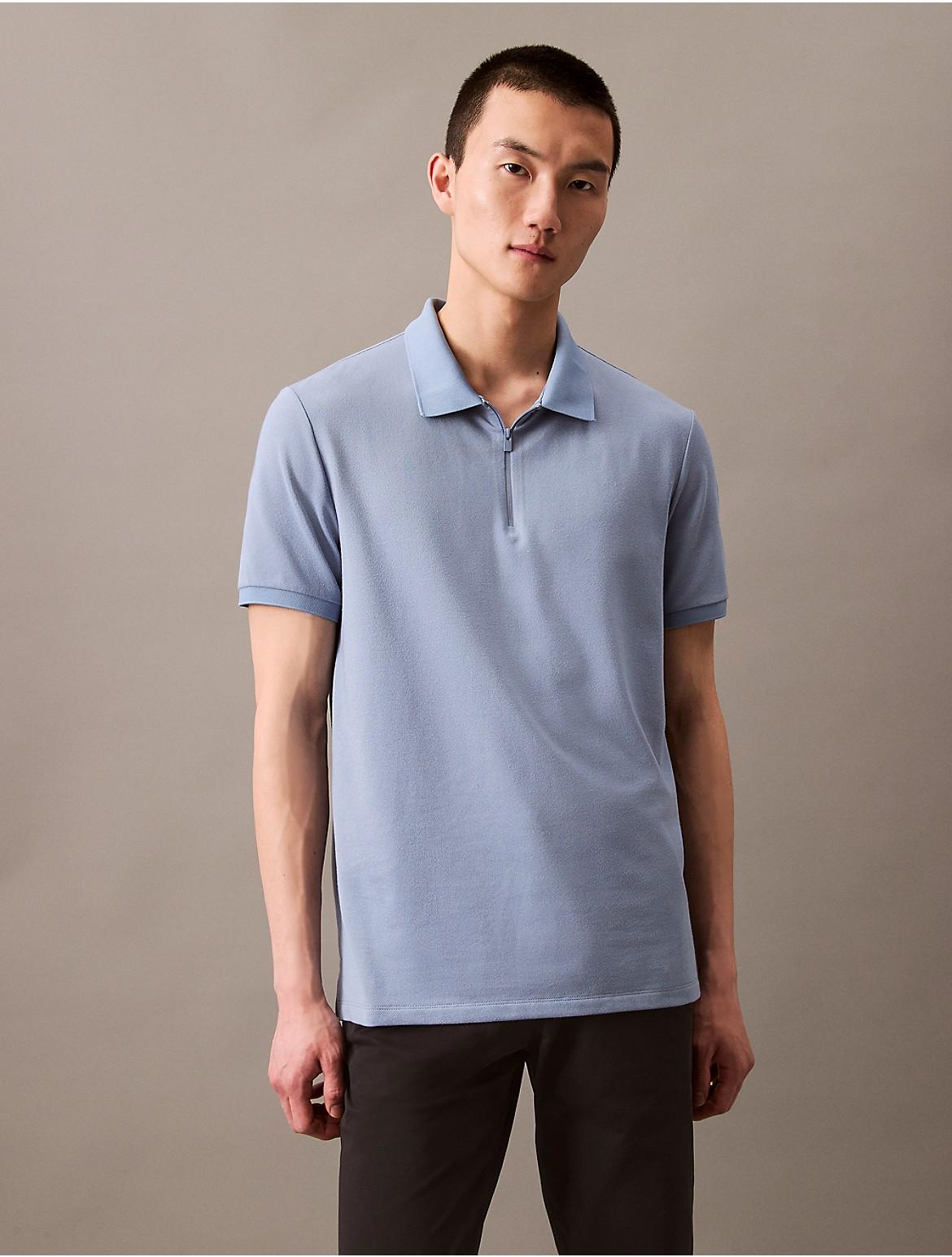 Calvin Klein Mens Tech Pique Zip Polo Shirt - Black Product Image