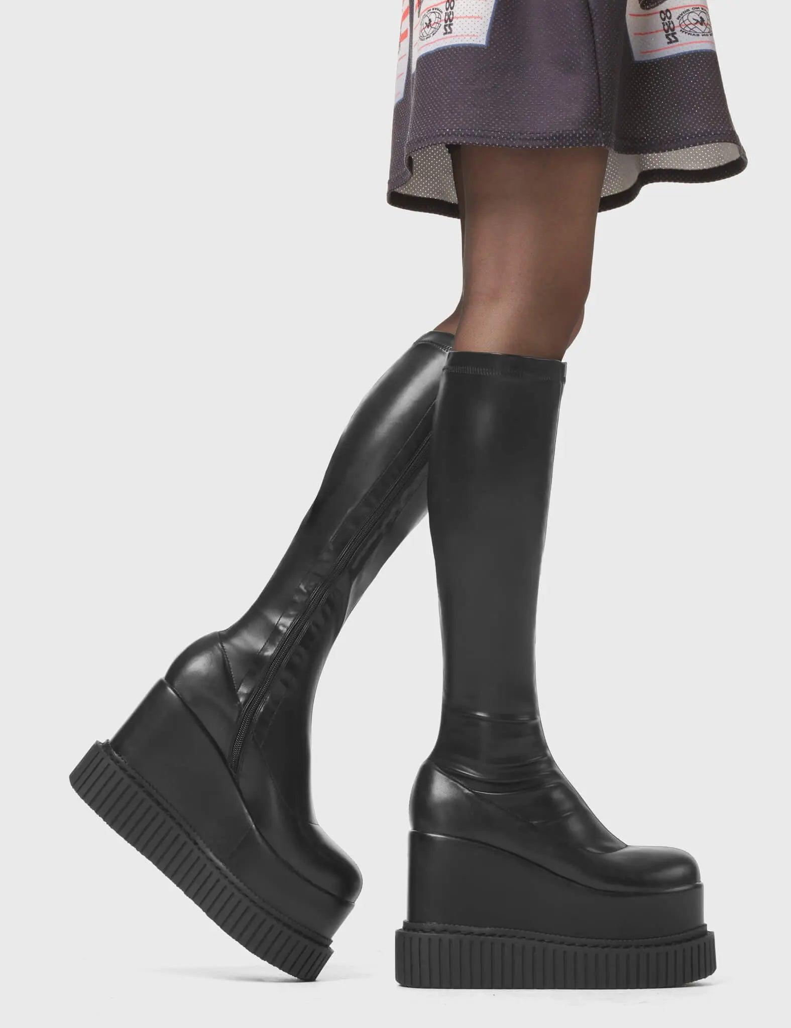 You're Wild Chunky Platform Creeper Knee High Boots Product Image