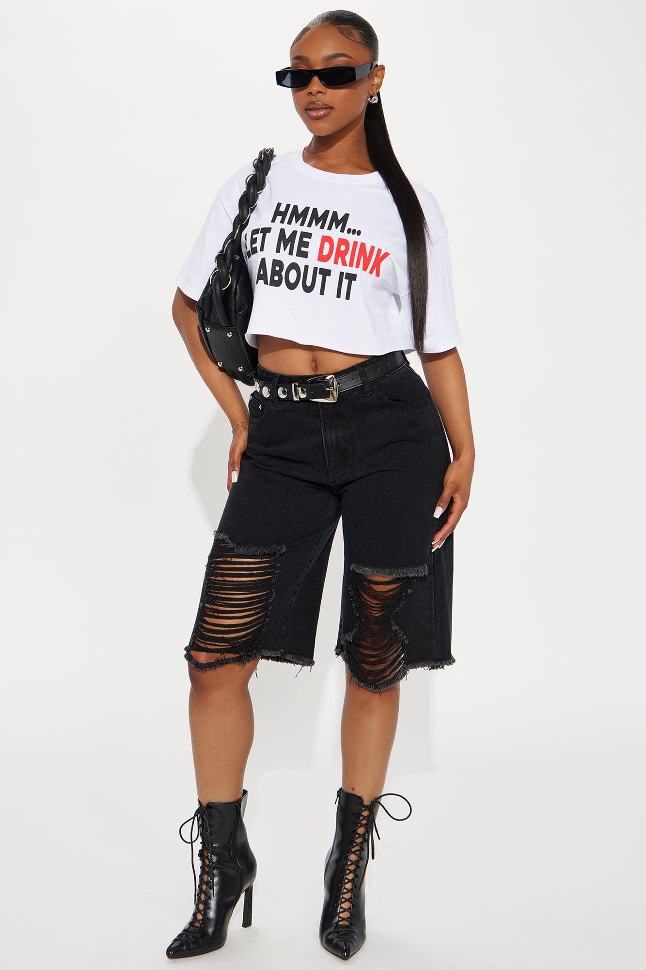 Let Me Drink About It Cropped Tee - White Product Image