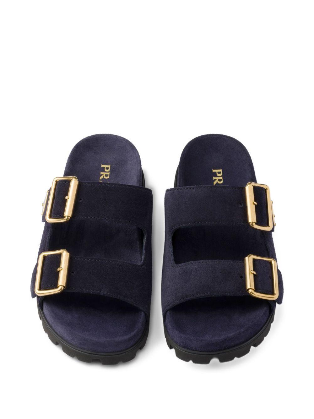 buckle suede slides Product Image
