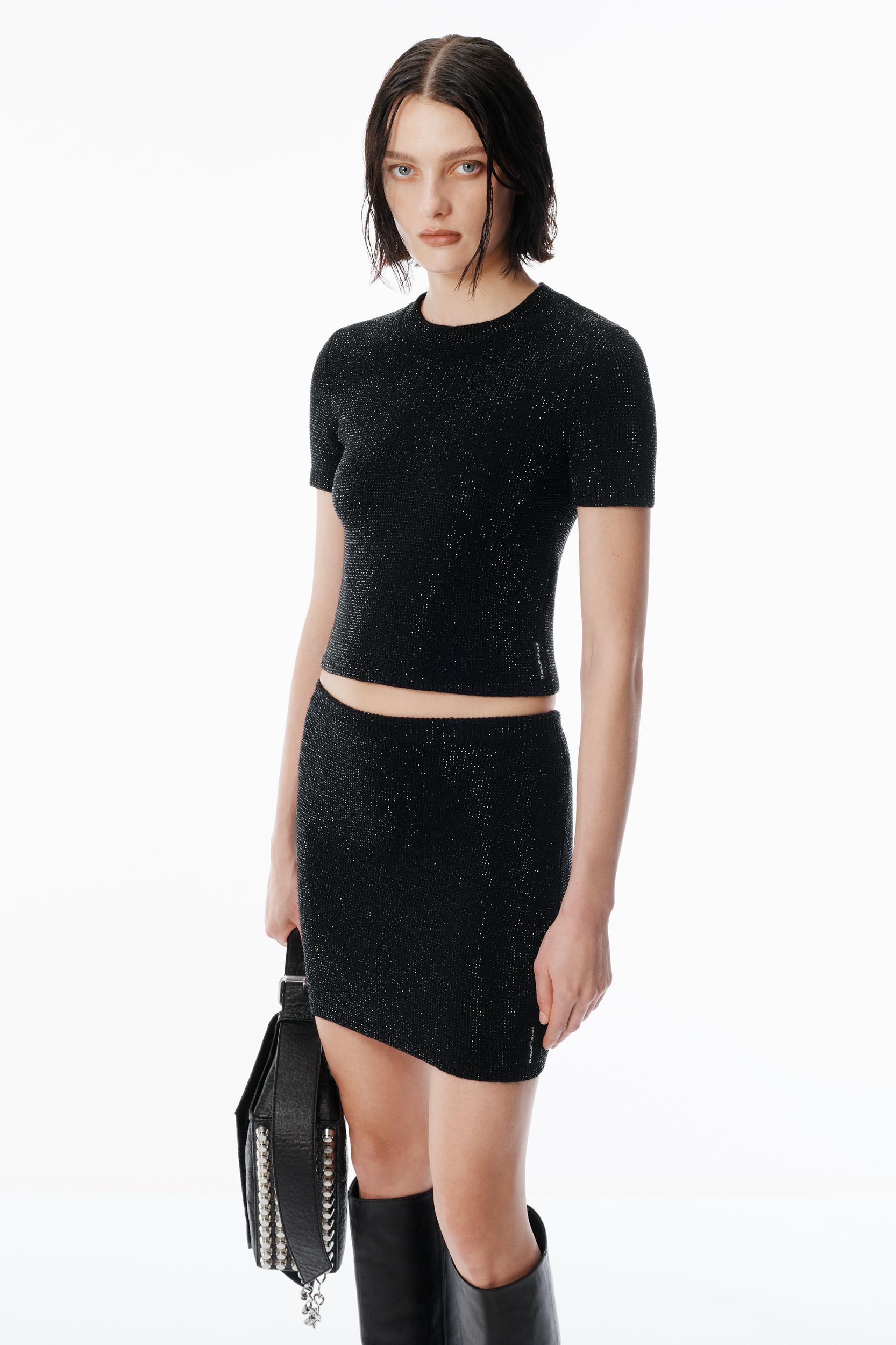 Black Wool-blend Hotfix Logo Tee Product Image