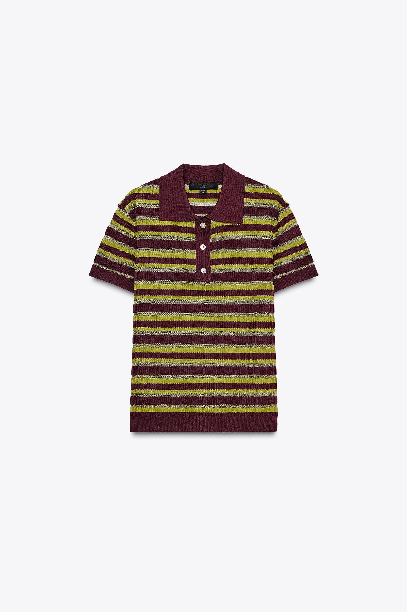 STRIPED KNIT POLO SHIRT Product Image