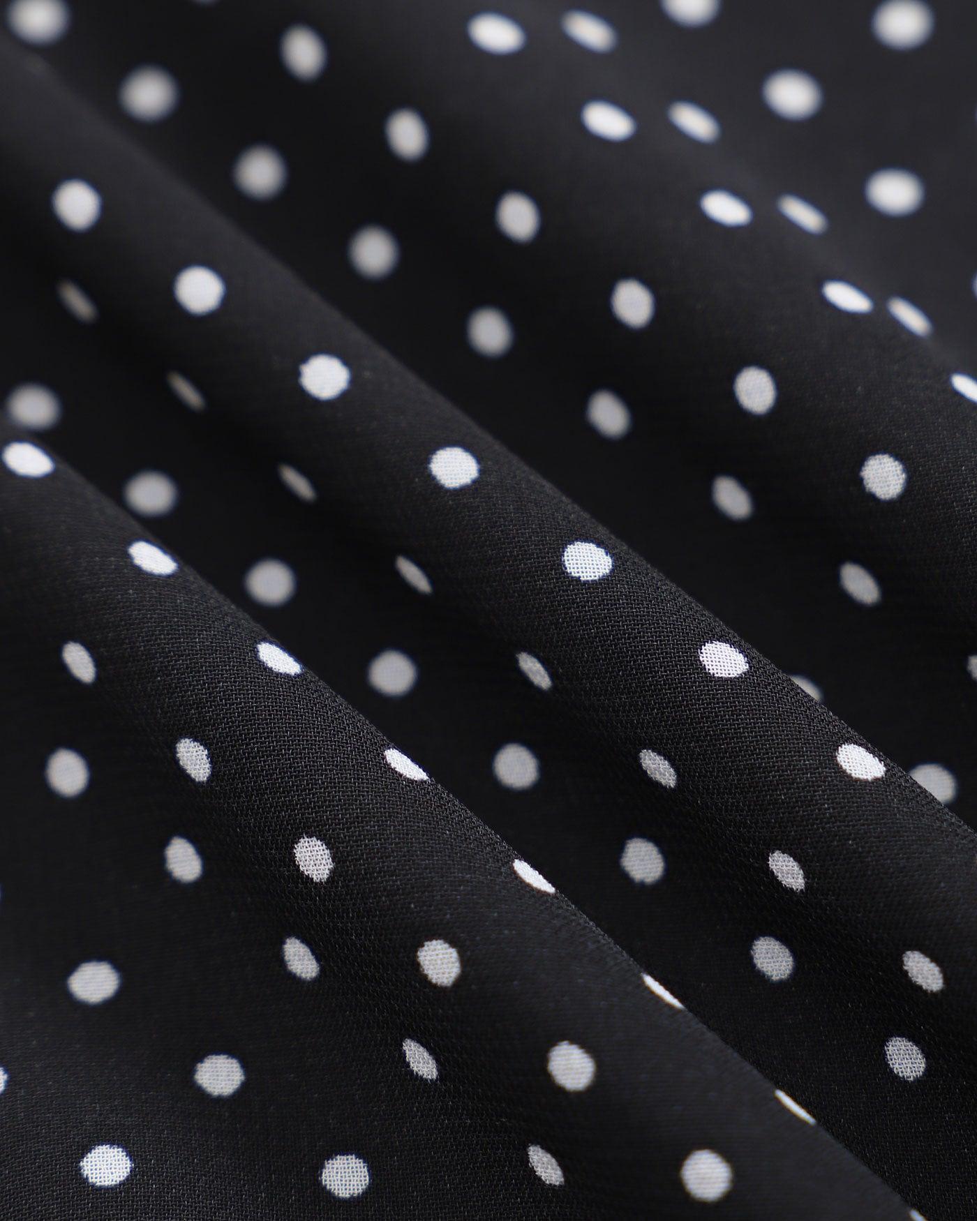 Black V-Neck Polka Dot Blouse Product Image