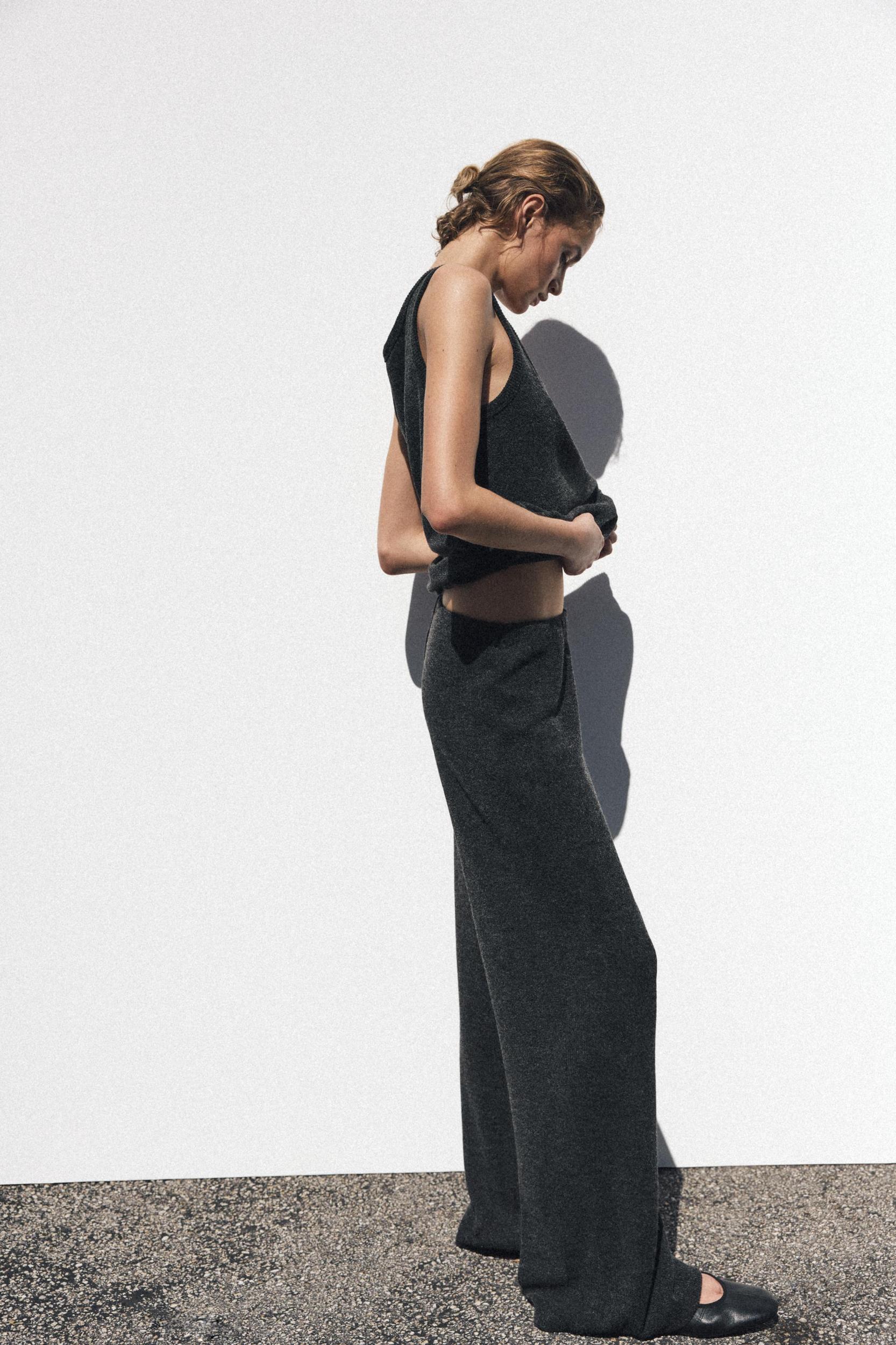 RIBBED WIDE LEG PANTS Product Image