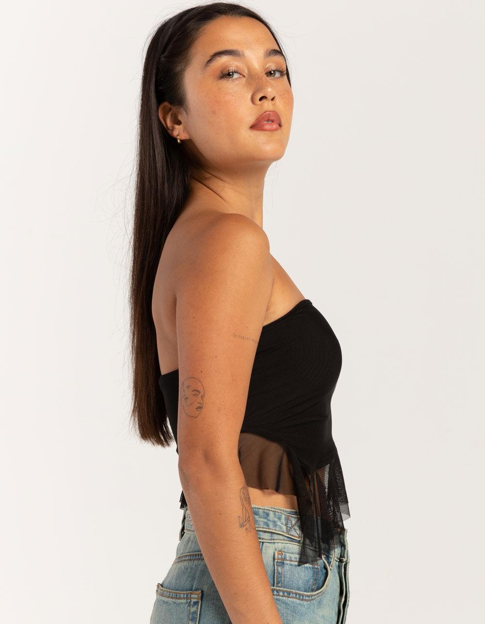 FULL TILT Ruffle Womens Tube Top - BLACK Product Image