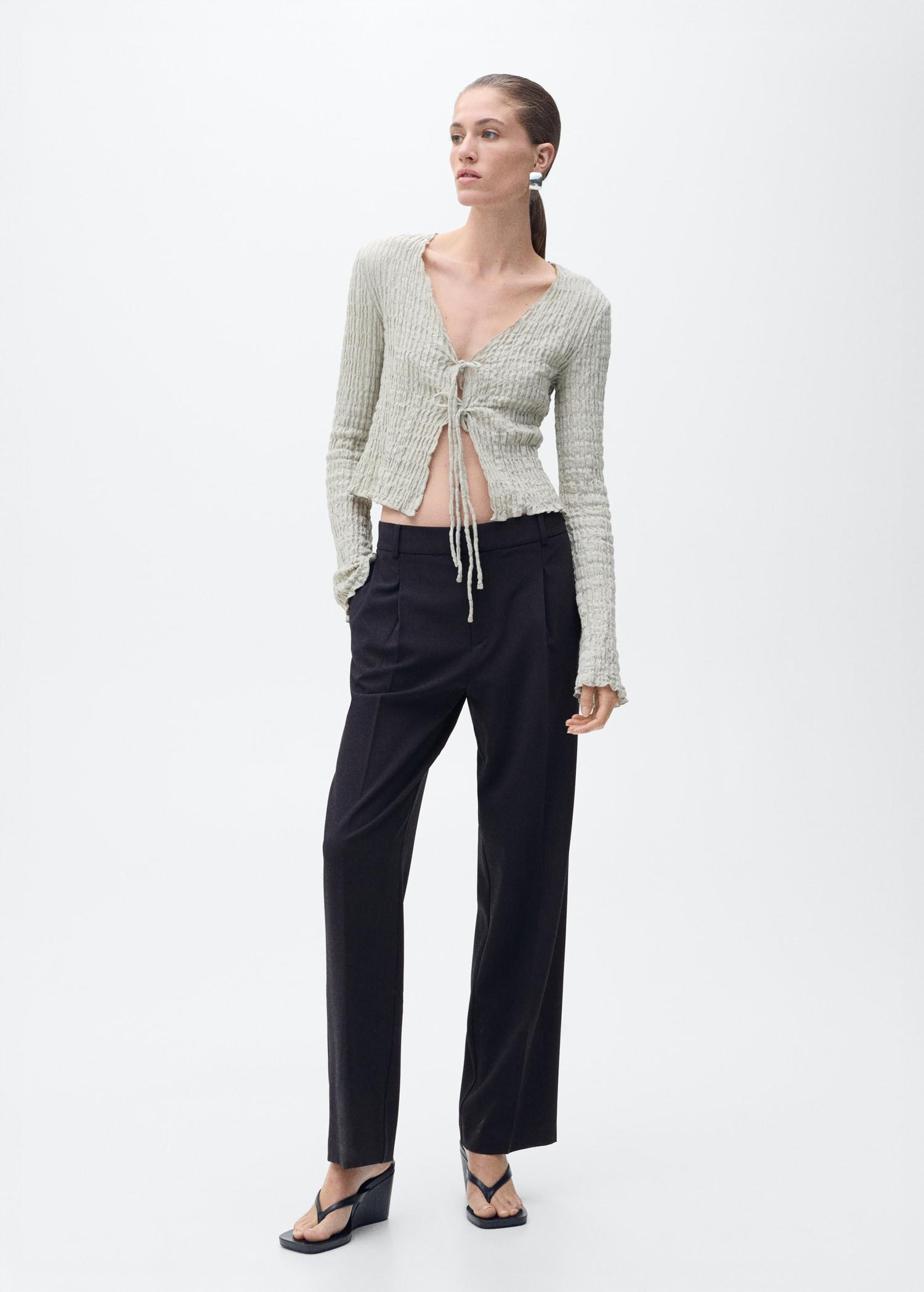 Straight-fit pleated pants - Women | MANGO USA Product Image
