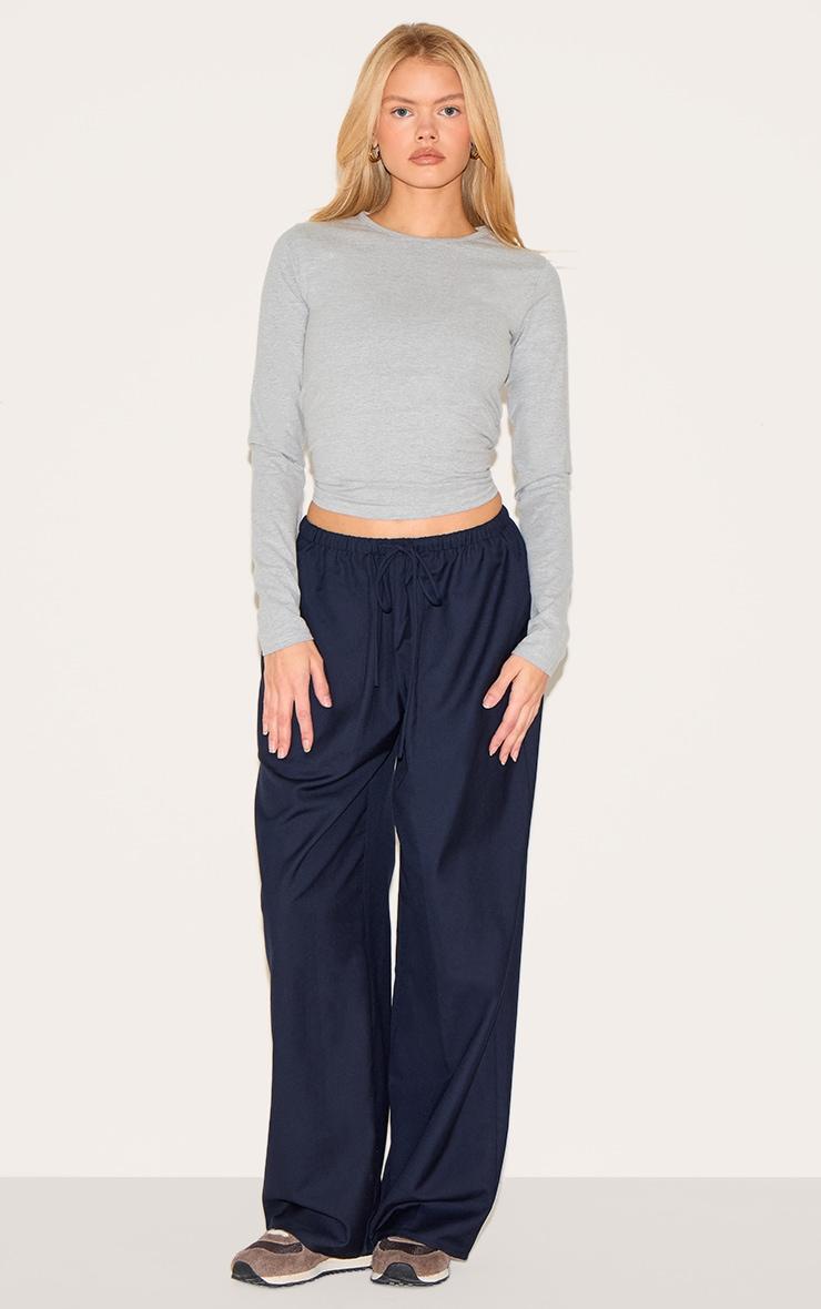 Ash Grey Premium Cotton Fitted Long Sleeve T-shirt Product Image