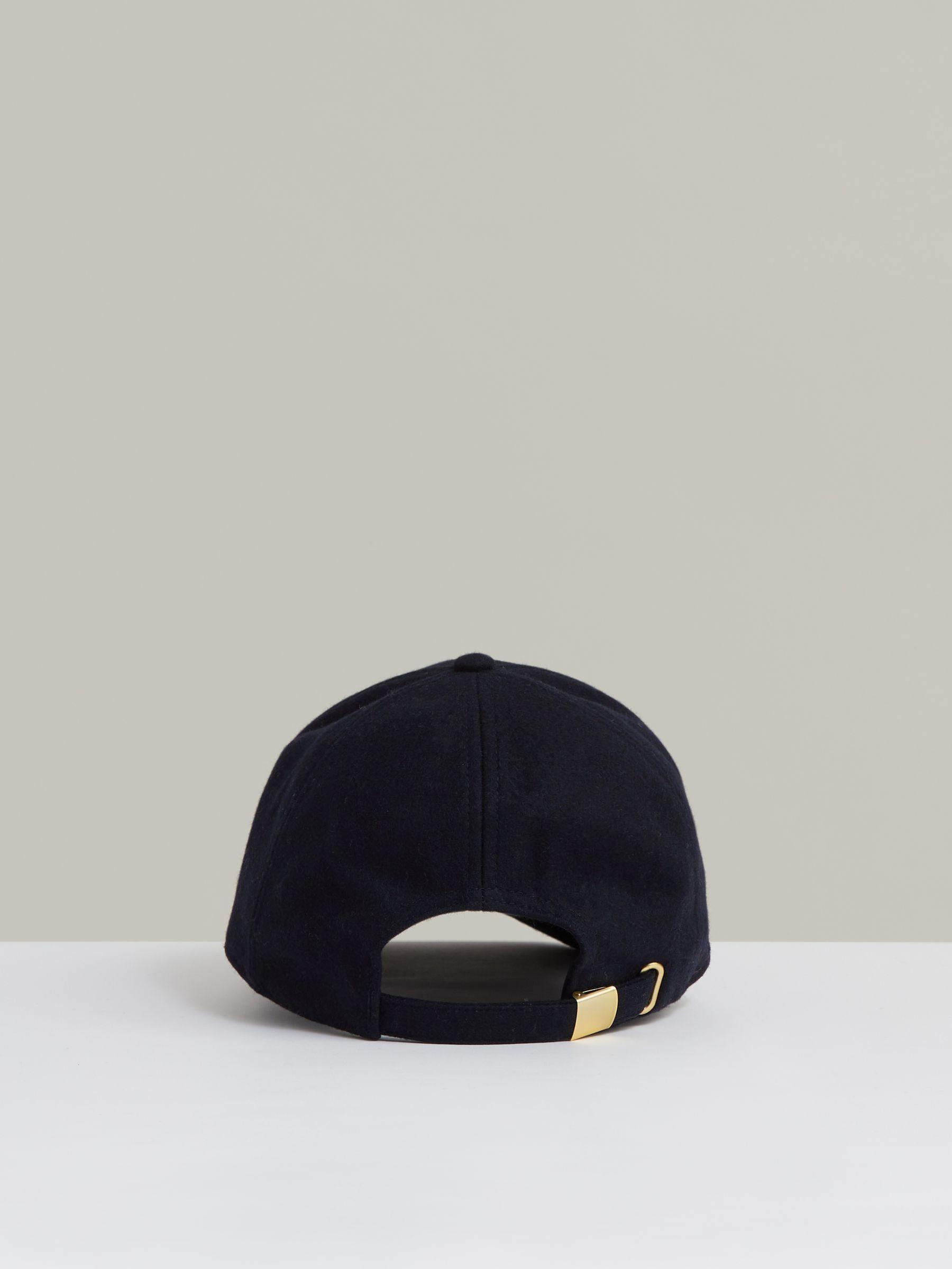 Wool-Blend Flannel Baseball Cap in Navy Product Image
