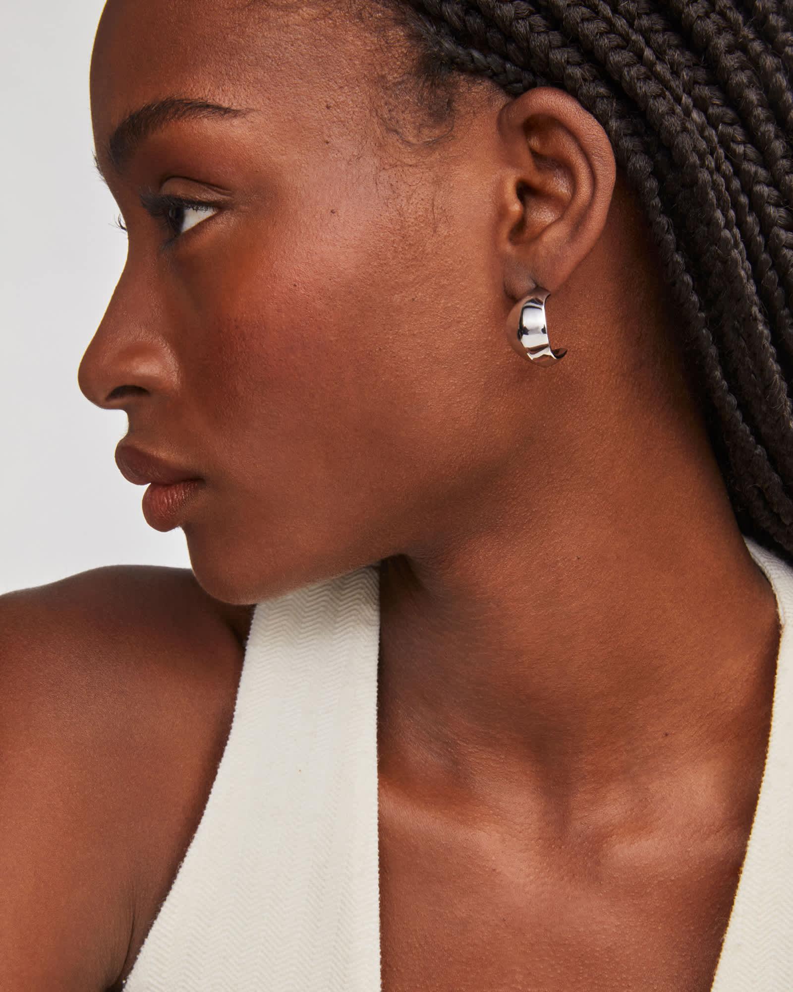 Krista Silver Metal Hoop Earrings Product Image