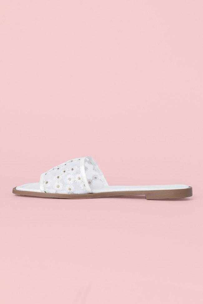 Adeline White Mesh Floral Sandals FINAL SALE Product Image