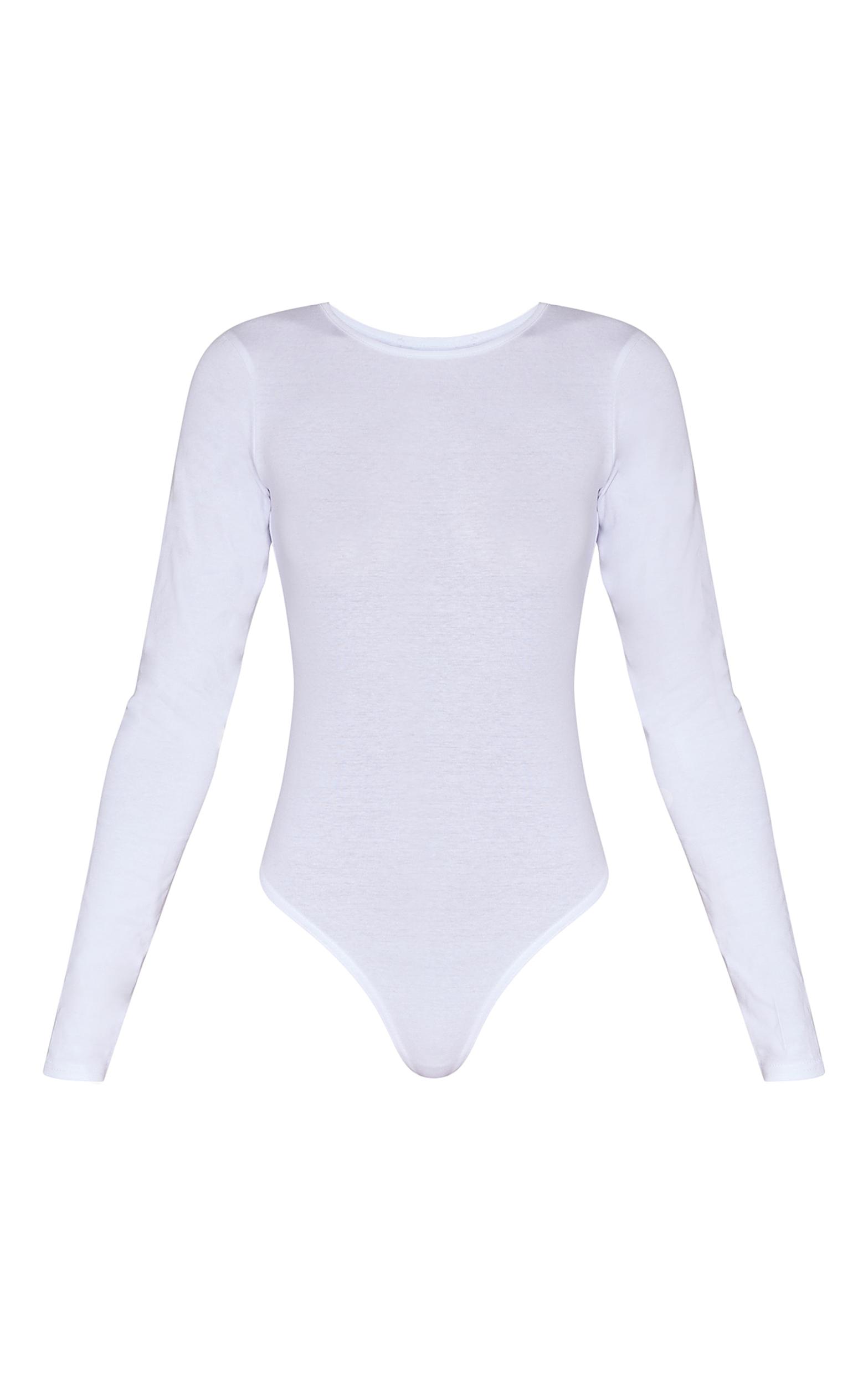 Basic White Cotton Blend Crew Neck Bodysuit Product Image