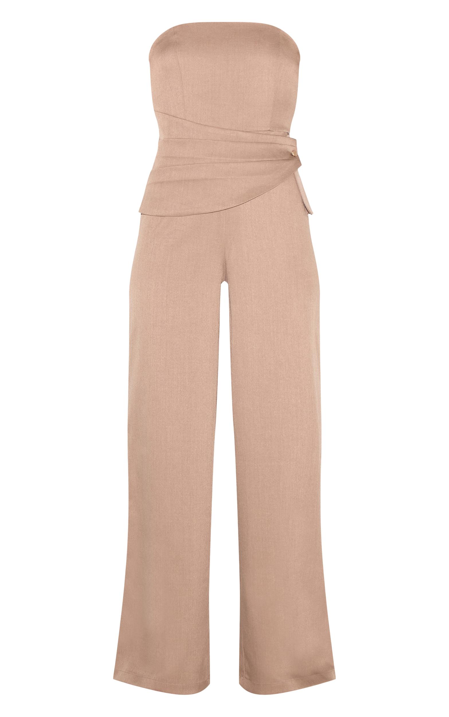 Mushroom Woven Bandeau Tie Detail Jumpsuit Product Image