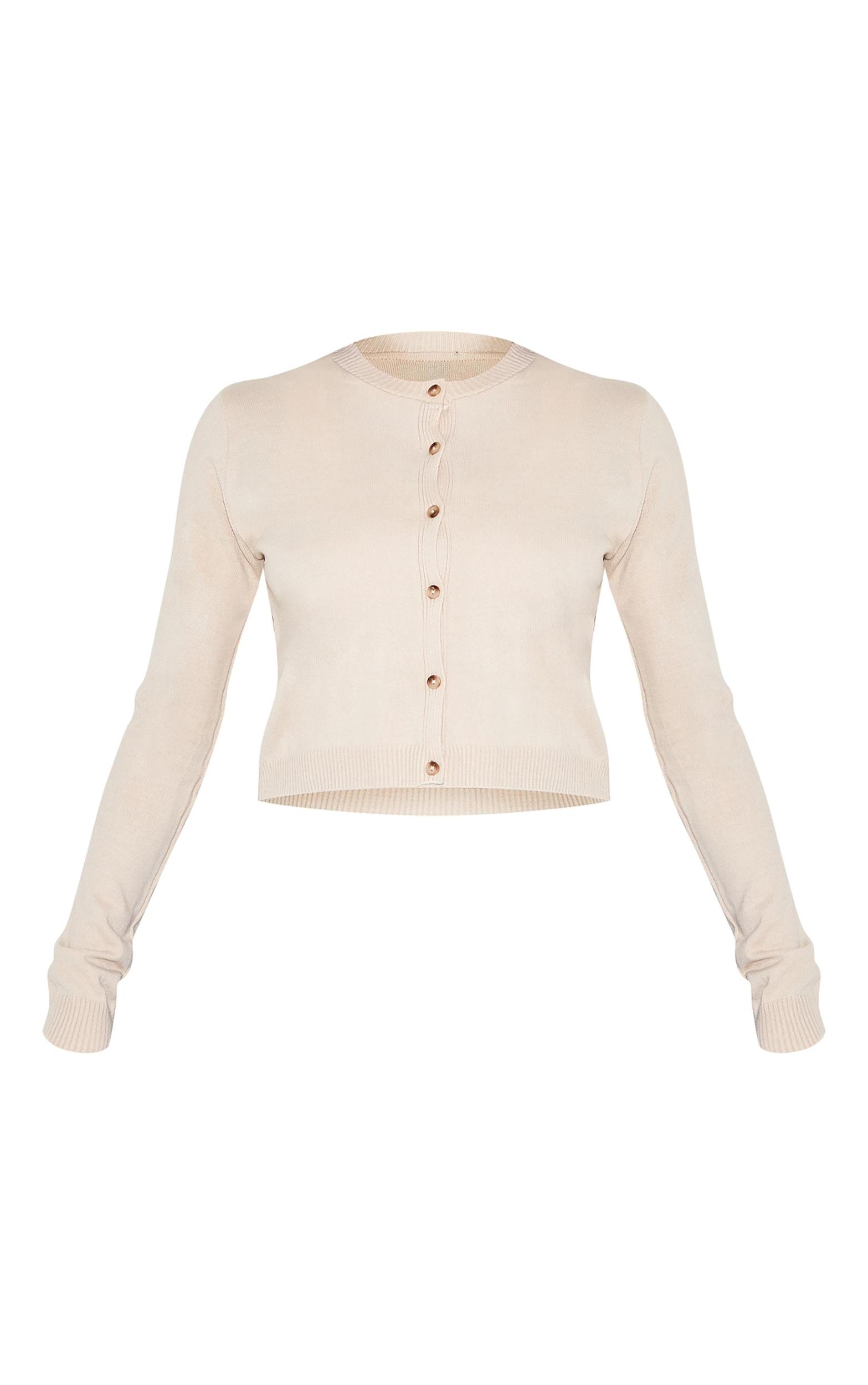 Stone Marl Basic Button Up Knit Cardigan Product Image