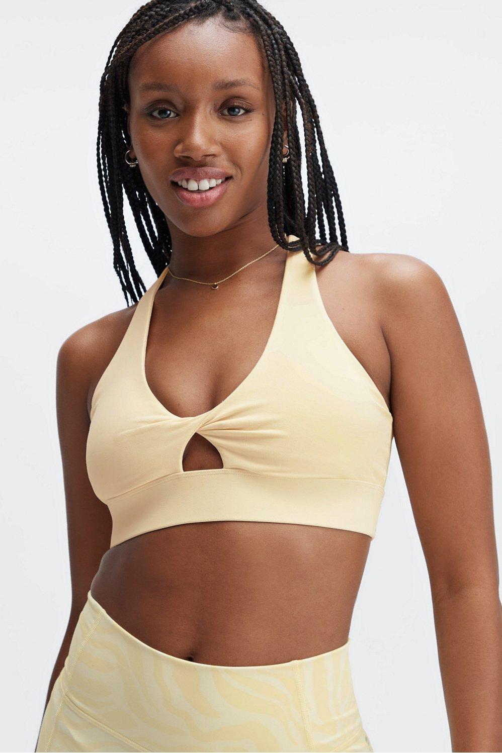 Fabletics Oasis Twist Sports Bra Womens yellow Size L Product Image