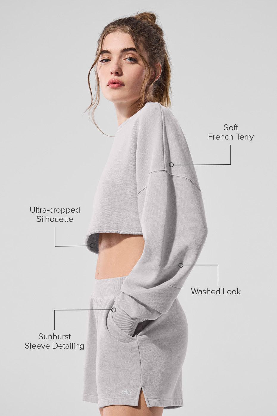 Washed Extreme Cropped Pullover - Grey Sky Wash Product Image