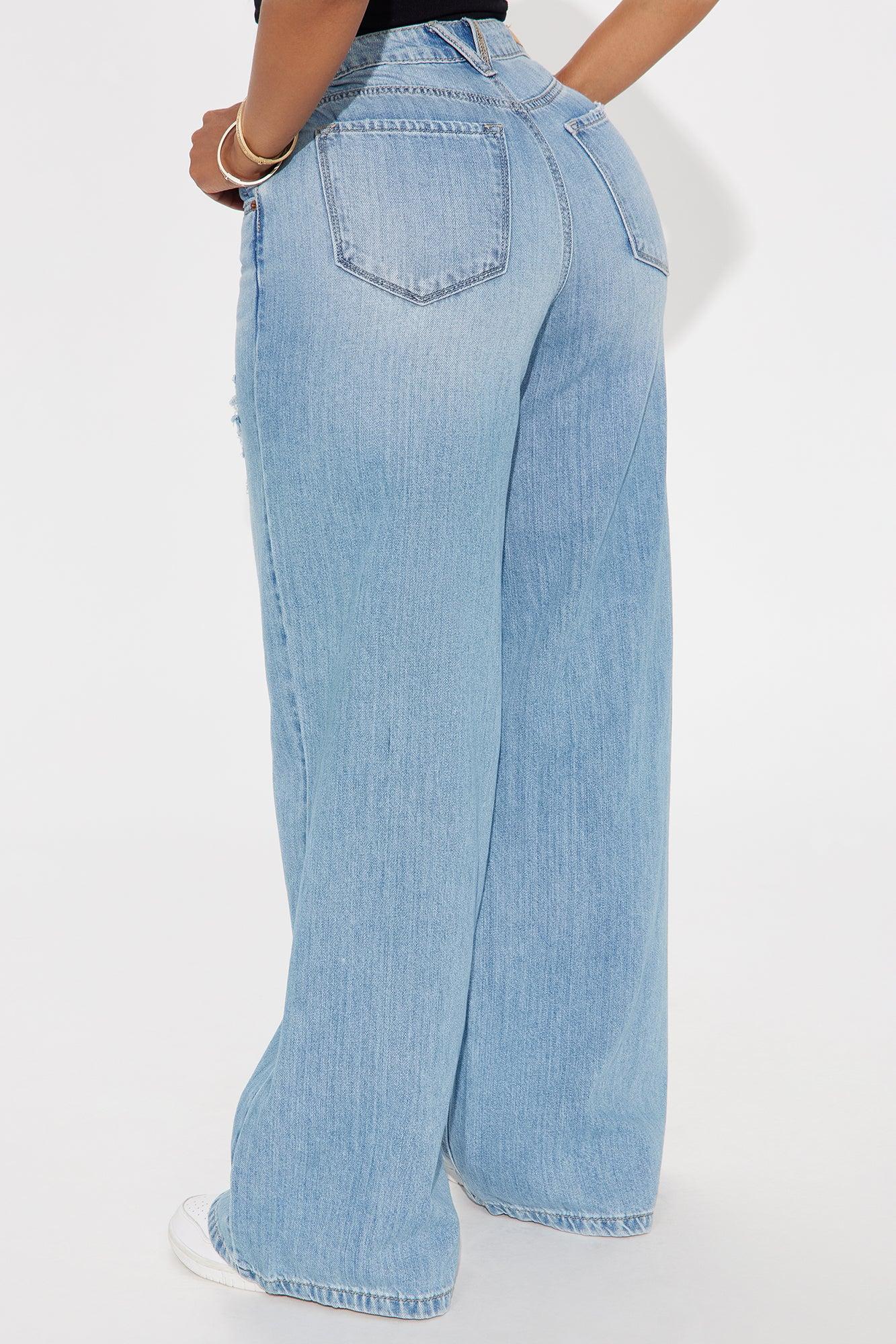 Hadley Ripped Wide Leg Jeans - Light Wash Female Product Image