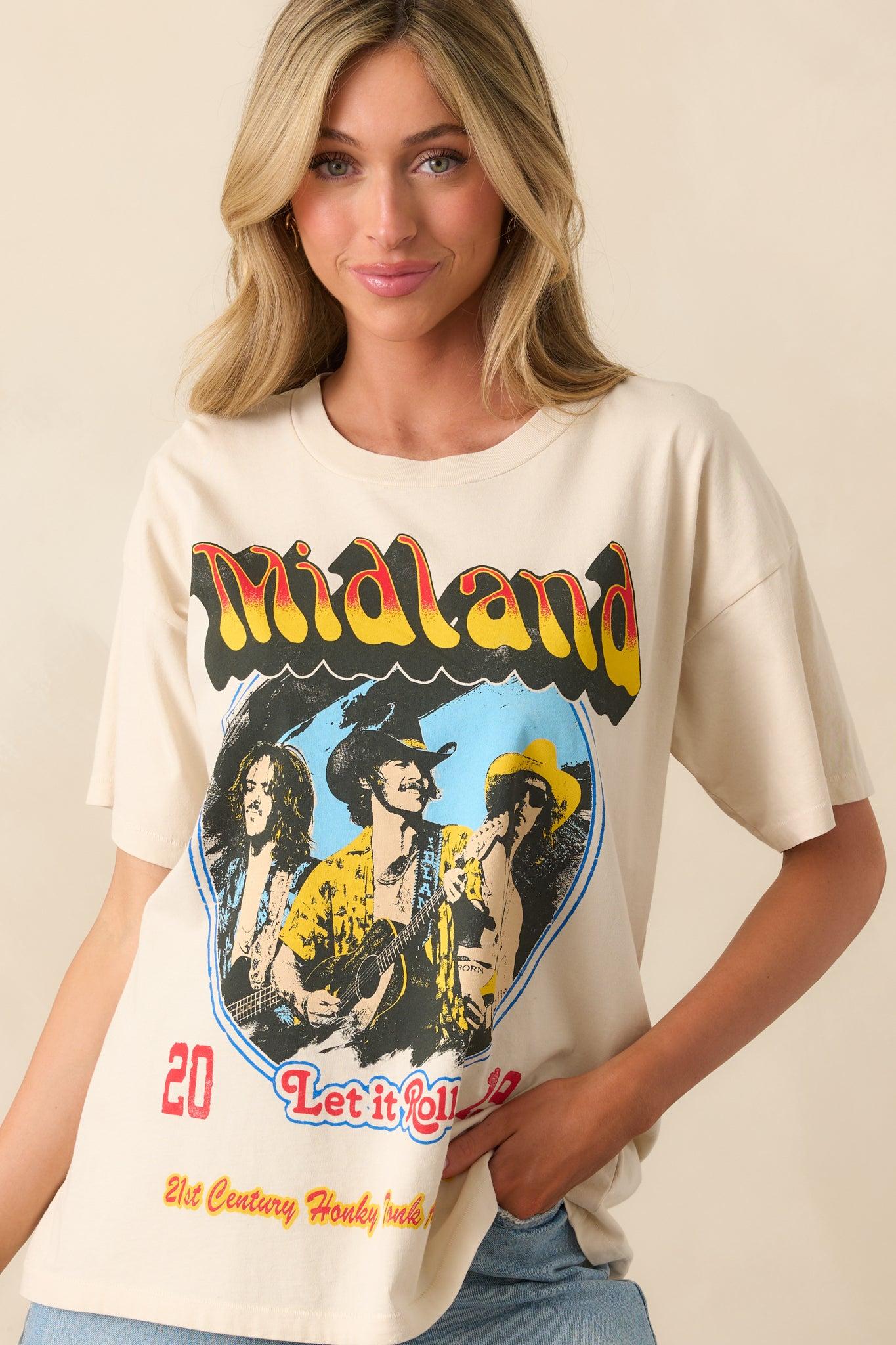 Midland Ivory Cotton Let It Roll Tour Merch Tee Product Image