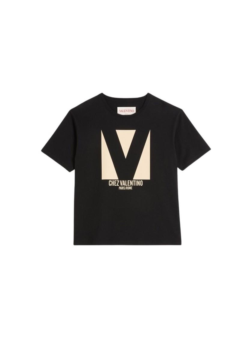 VALENTINO Crew Neck Short Sleeves T-shirts In Black Product Image