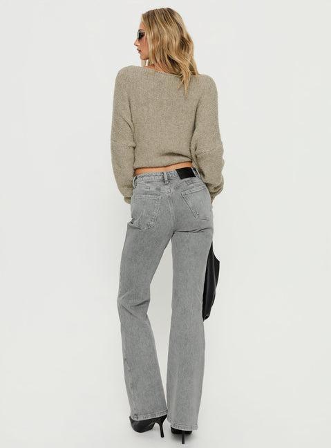 Magic Mirror Mid Rise Bootleg Jeans Washed Grey Product Image