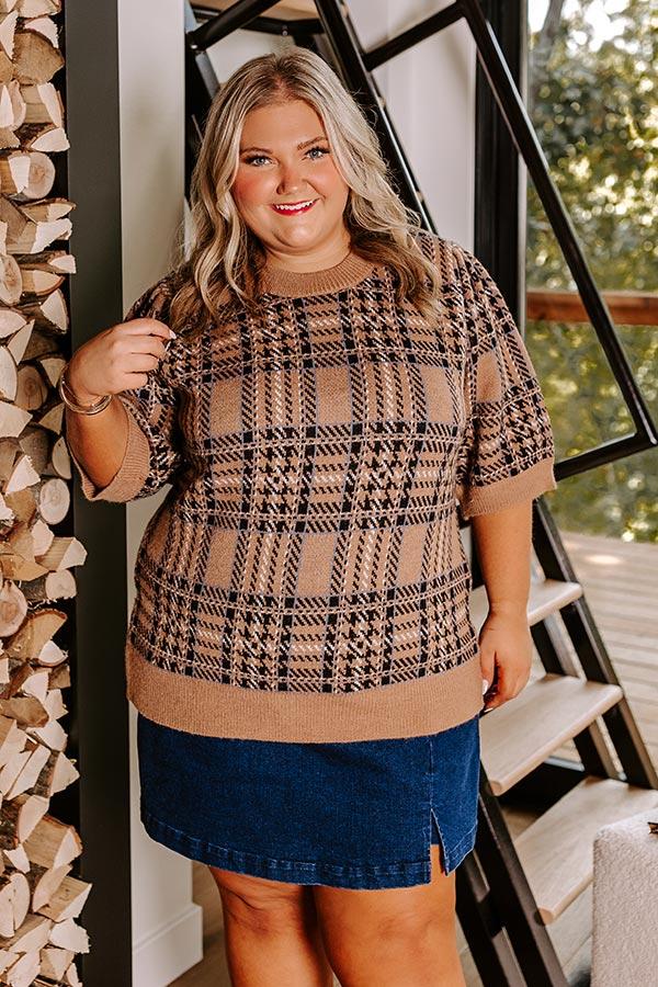 So Charmed Plaid Knit Top Curves Product Image
