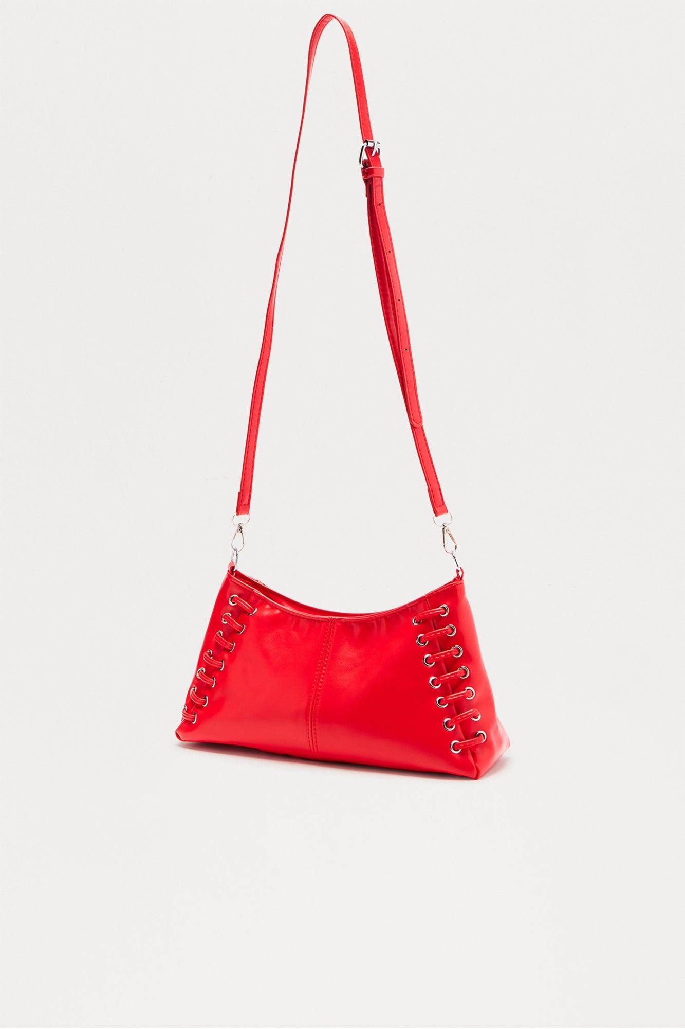 Leaving With You Lace Up Crossbody Bag - Red Female Product Image
