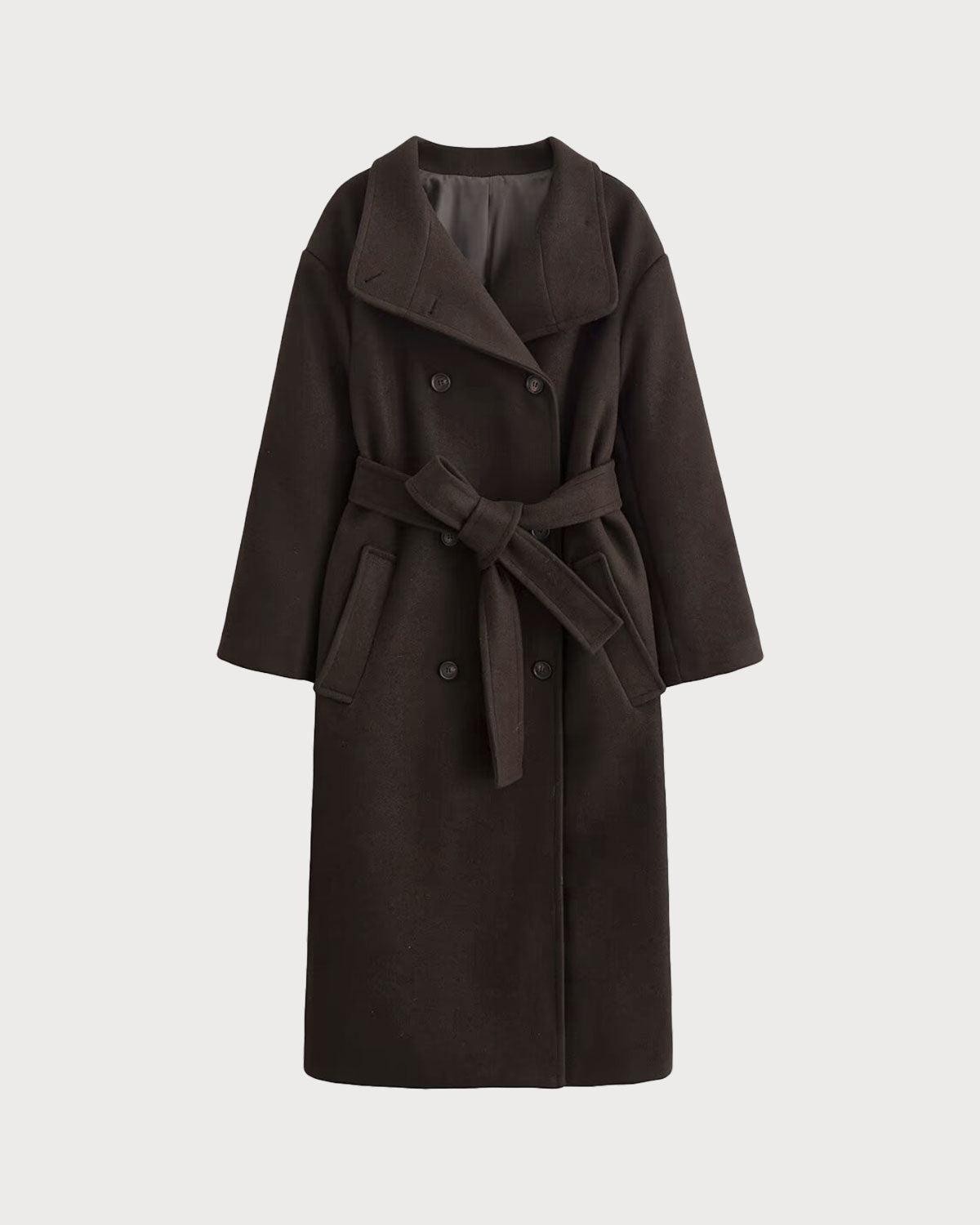 Coffee Belted Pocket Trench Coat Product Image