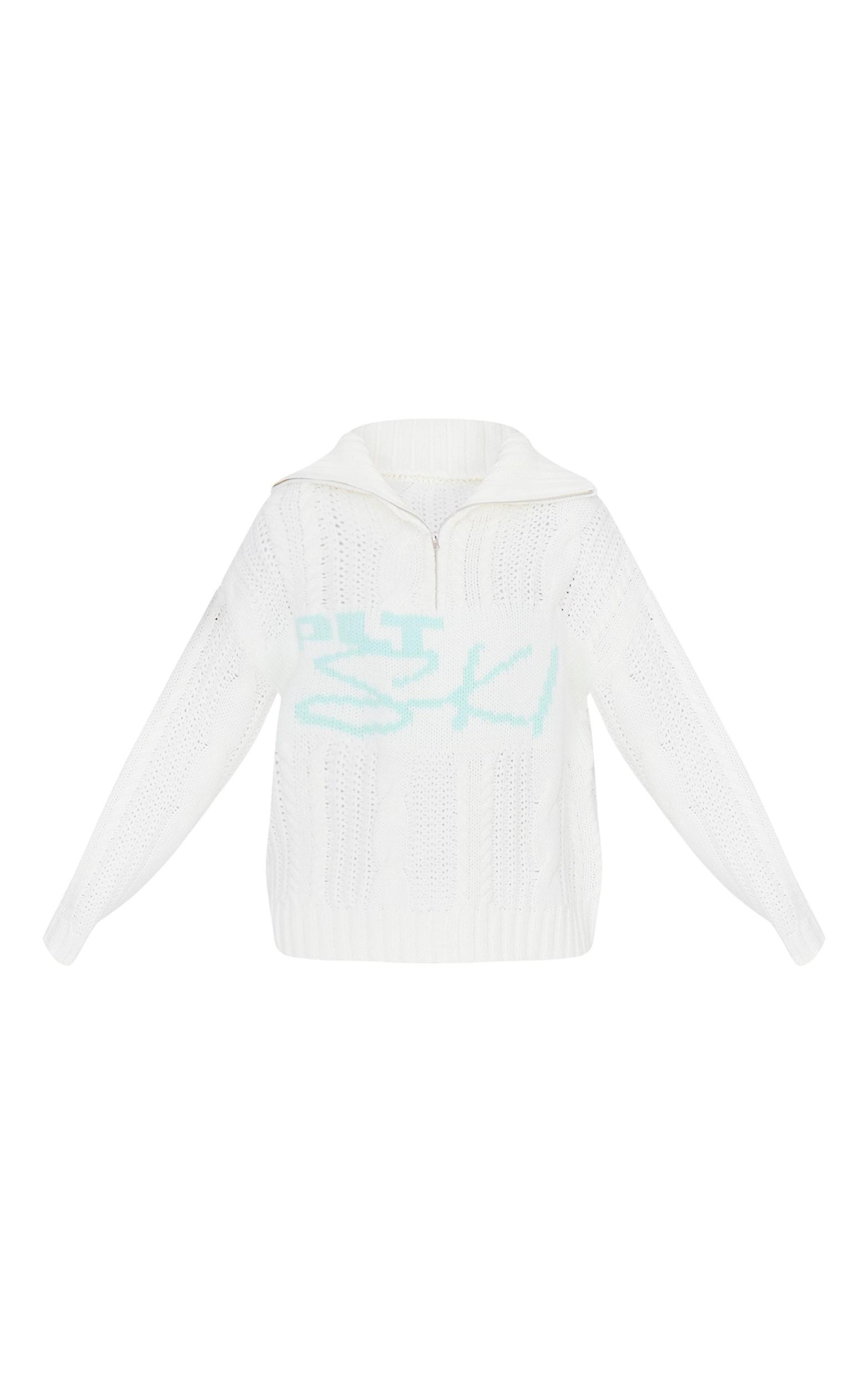 PRETTYLITTLETHING SKI Cream Jacquard Oversized Sweater Product Image