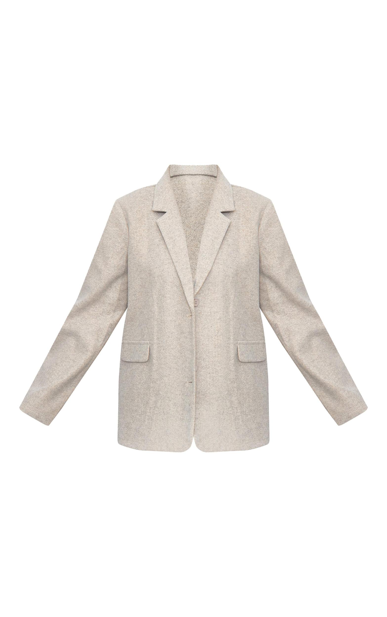 Plus Taupe Wool Look Brushed Tailored Blazer Product Image