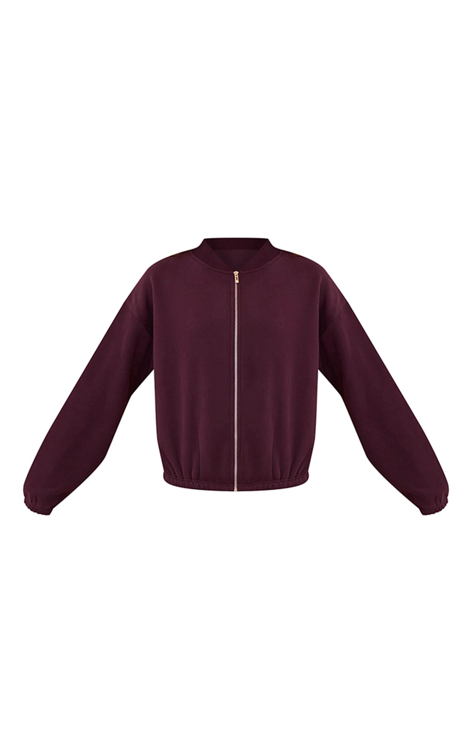 Plum Cotton Fleece Bomber Jacket Product Image