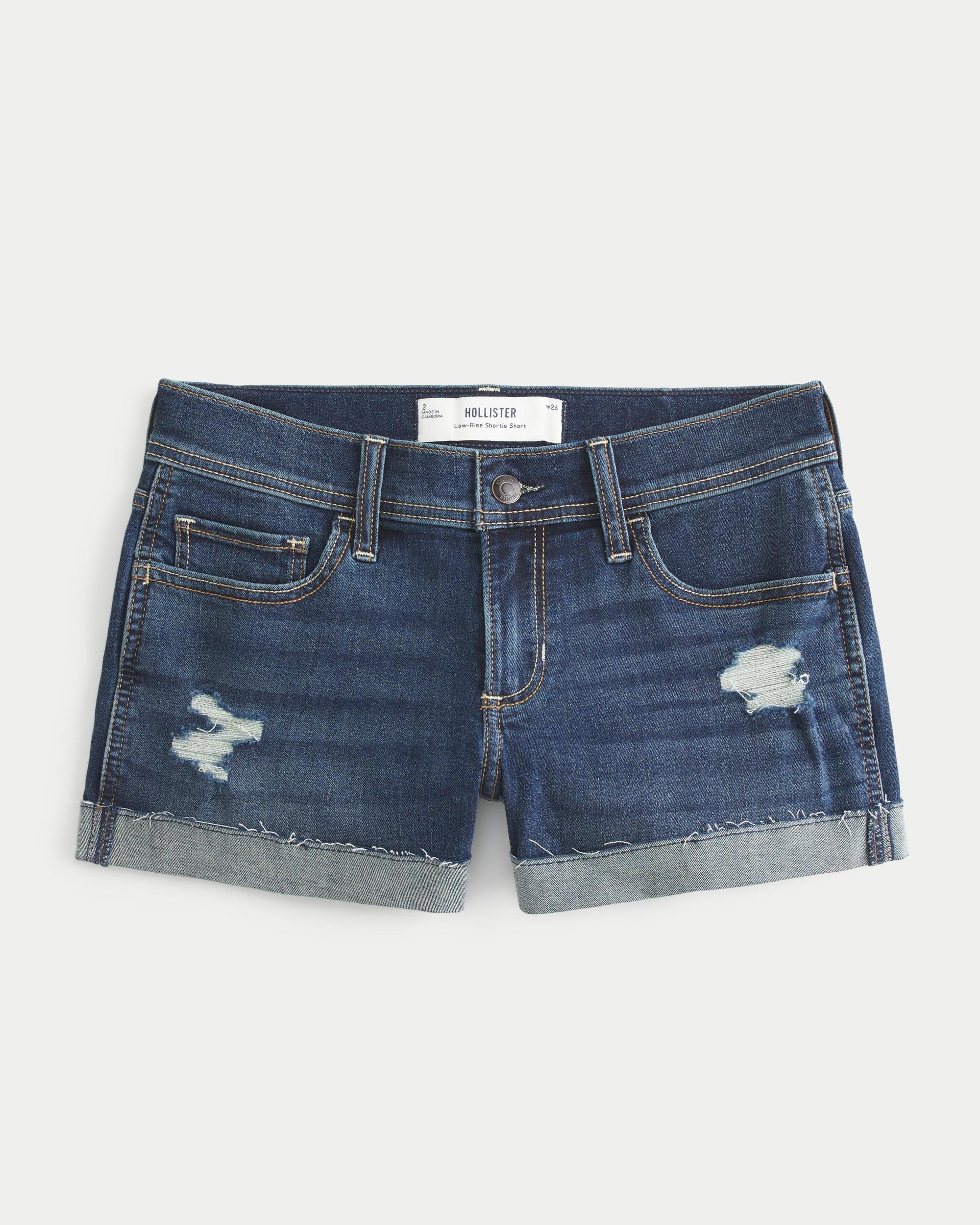 Low-Rise Light Wash Denim Shortie Shorts Product Image
