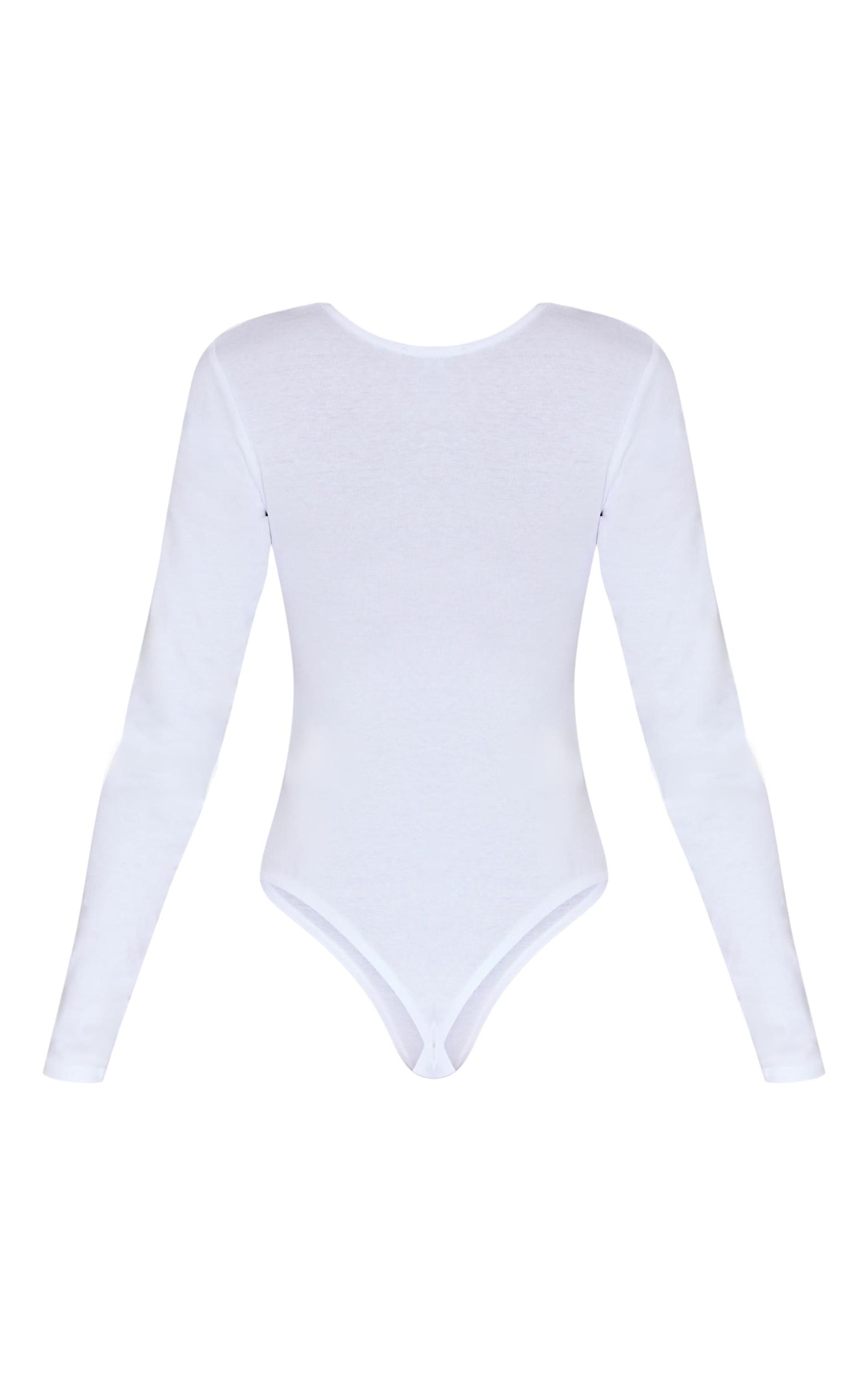 Basic White Cotton Blend Crew Neck Bodysuit Product Image