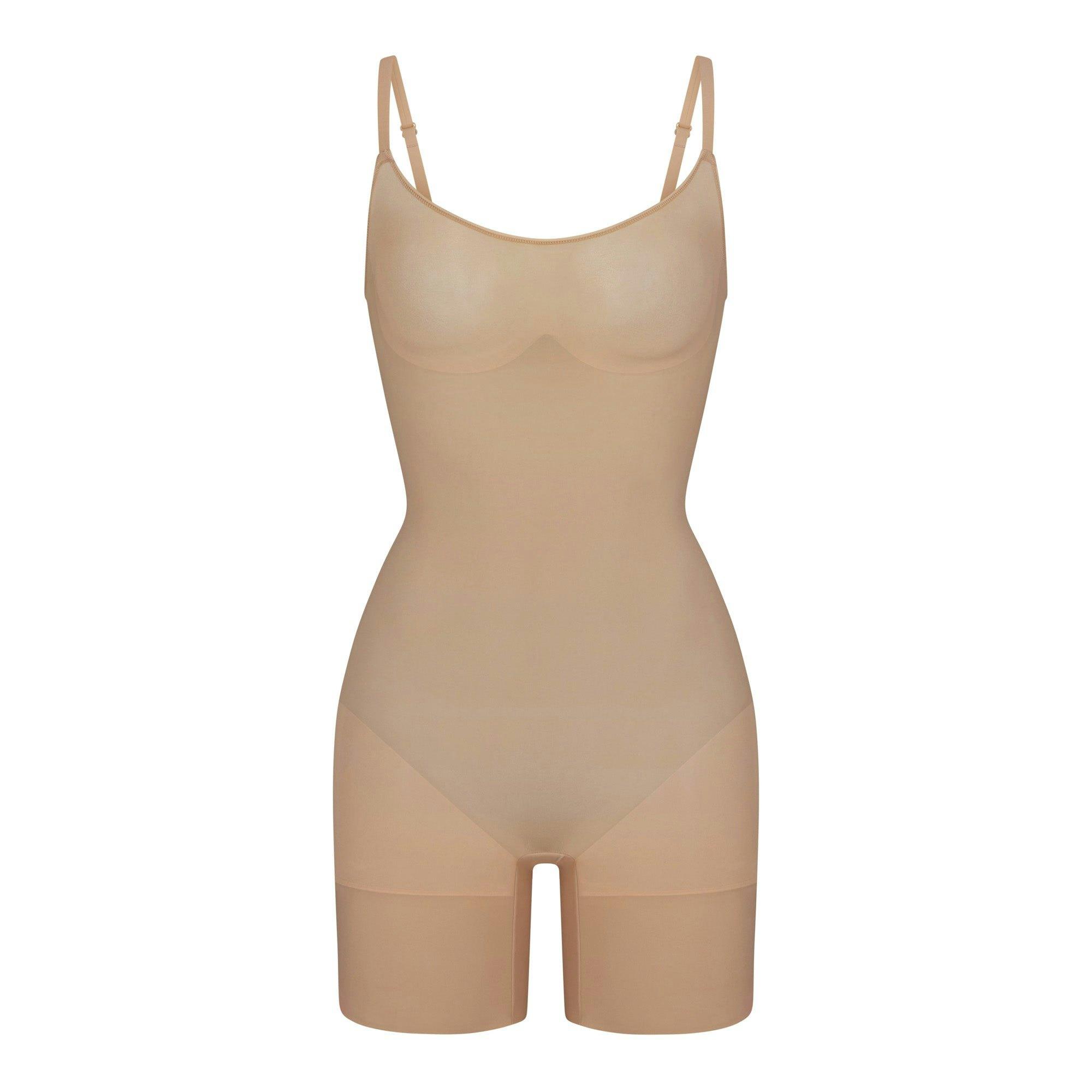 SHEER SEAMLESS MID THIGH BODYSUIT | CLAY Product Image