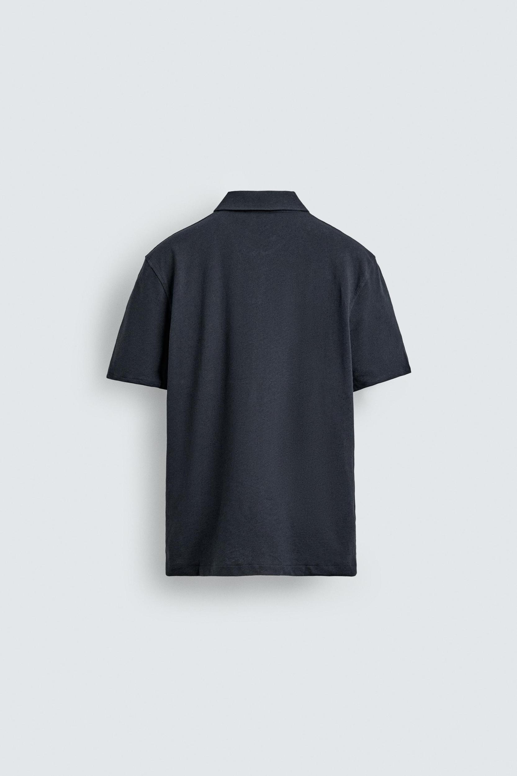 REGULAR FIT COTTON-LINEN POLO Product Image