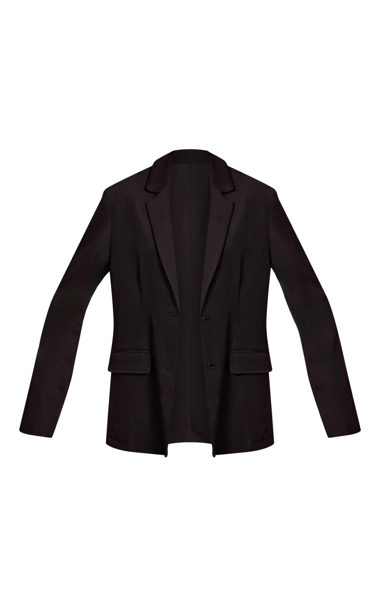 Tall Black Seam Detail Structured Oversized Blazer Product Image