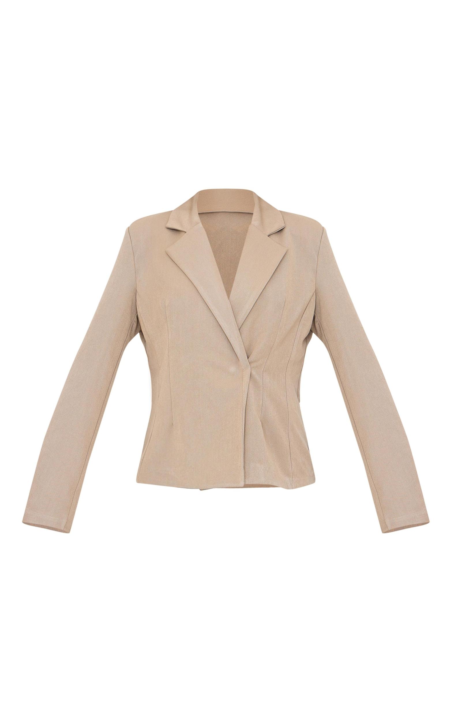Taupe Fitted Asymmetric Jean Grazer Blazer Product Image