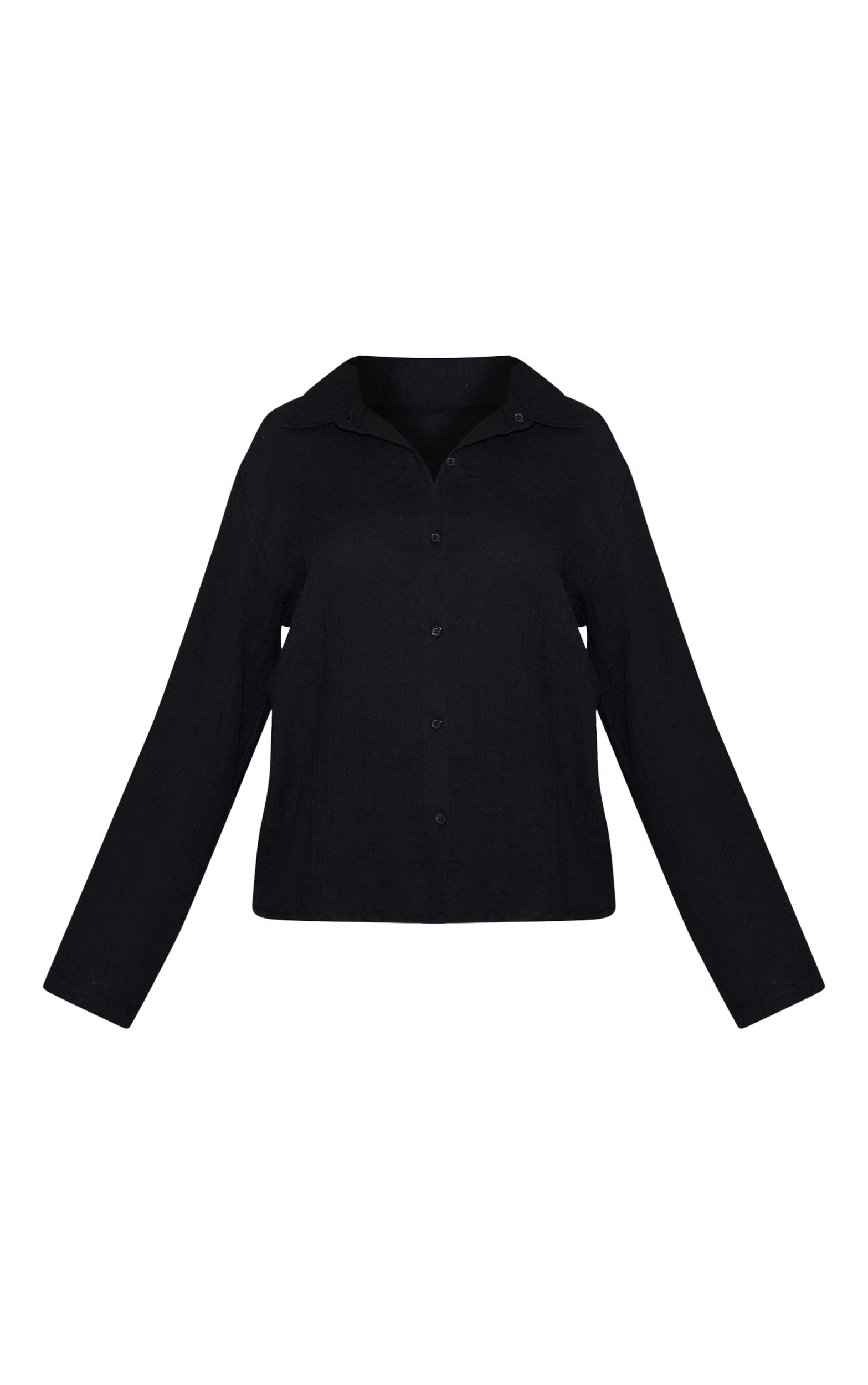 Petite Black Gauze Long Sleeve Short Pj Set Product Image