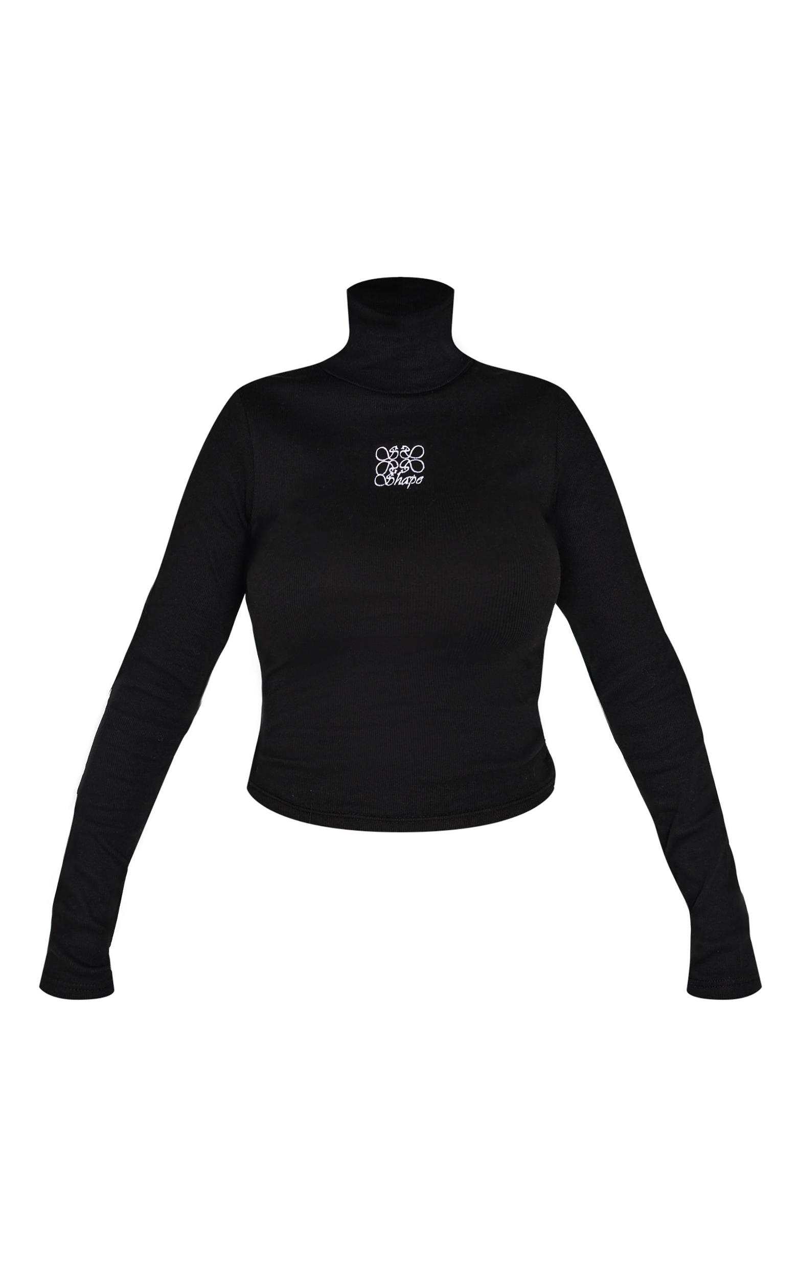 Shape Black Swirl Logo Ribbed Long Sleeve Roll Neck Top Product Image