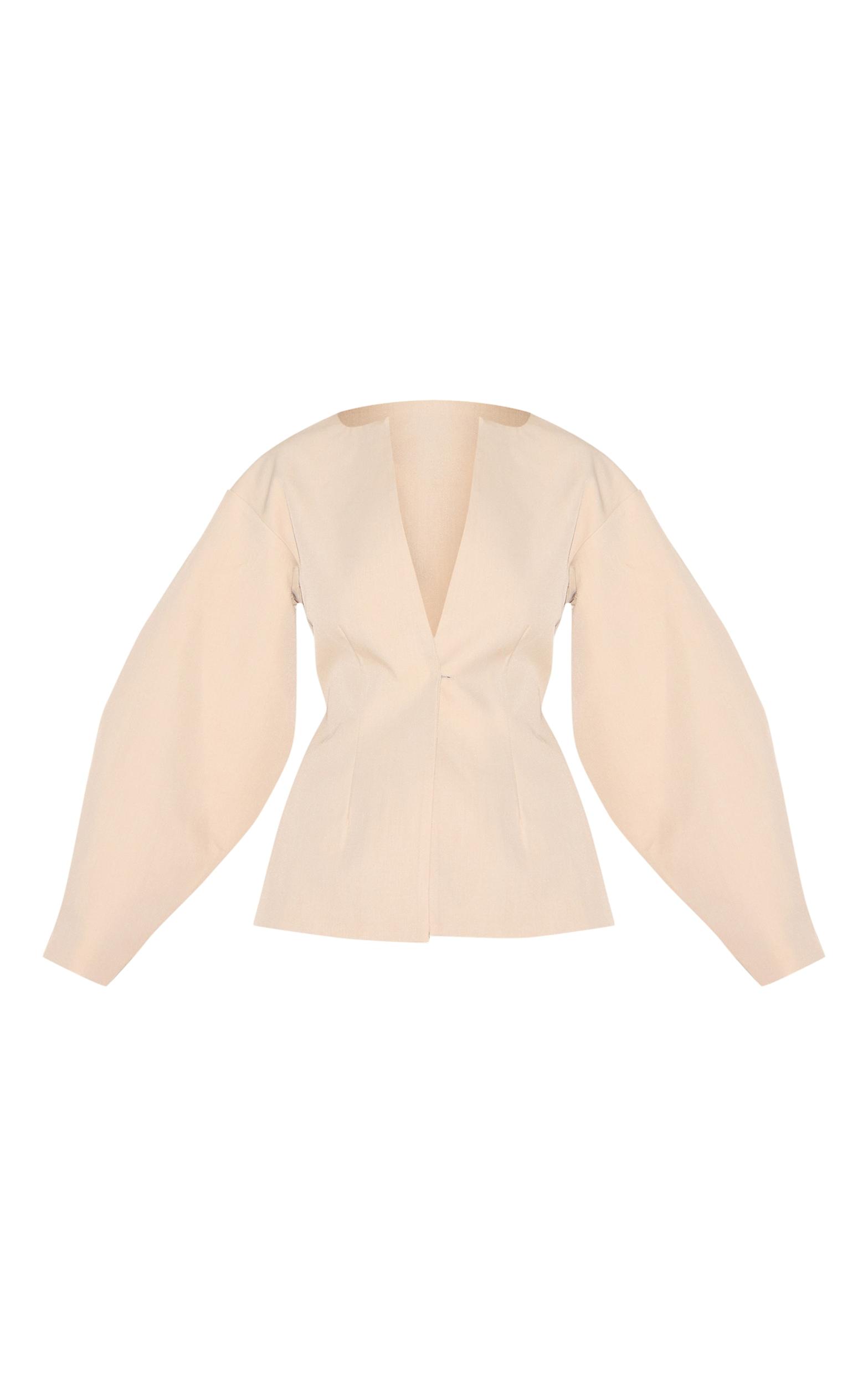 Stone Cocoon Sleeve Cinched Waist Blazer Product Image