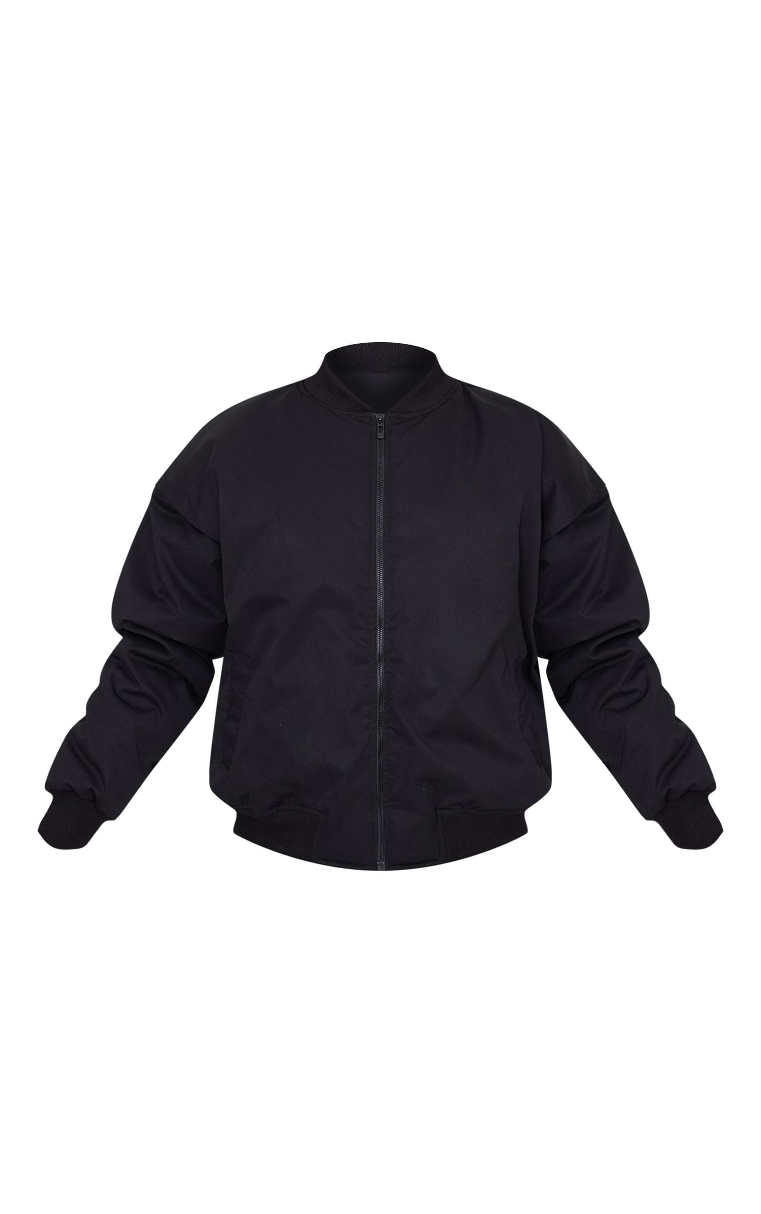  Black Classic Oversized Bomber Jacket Product Image