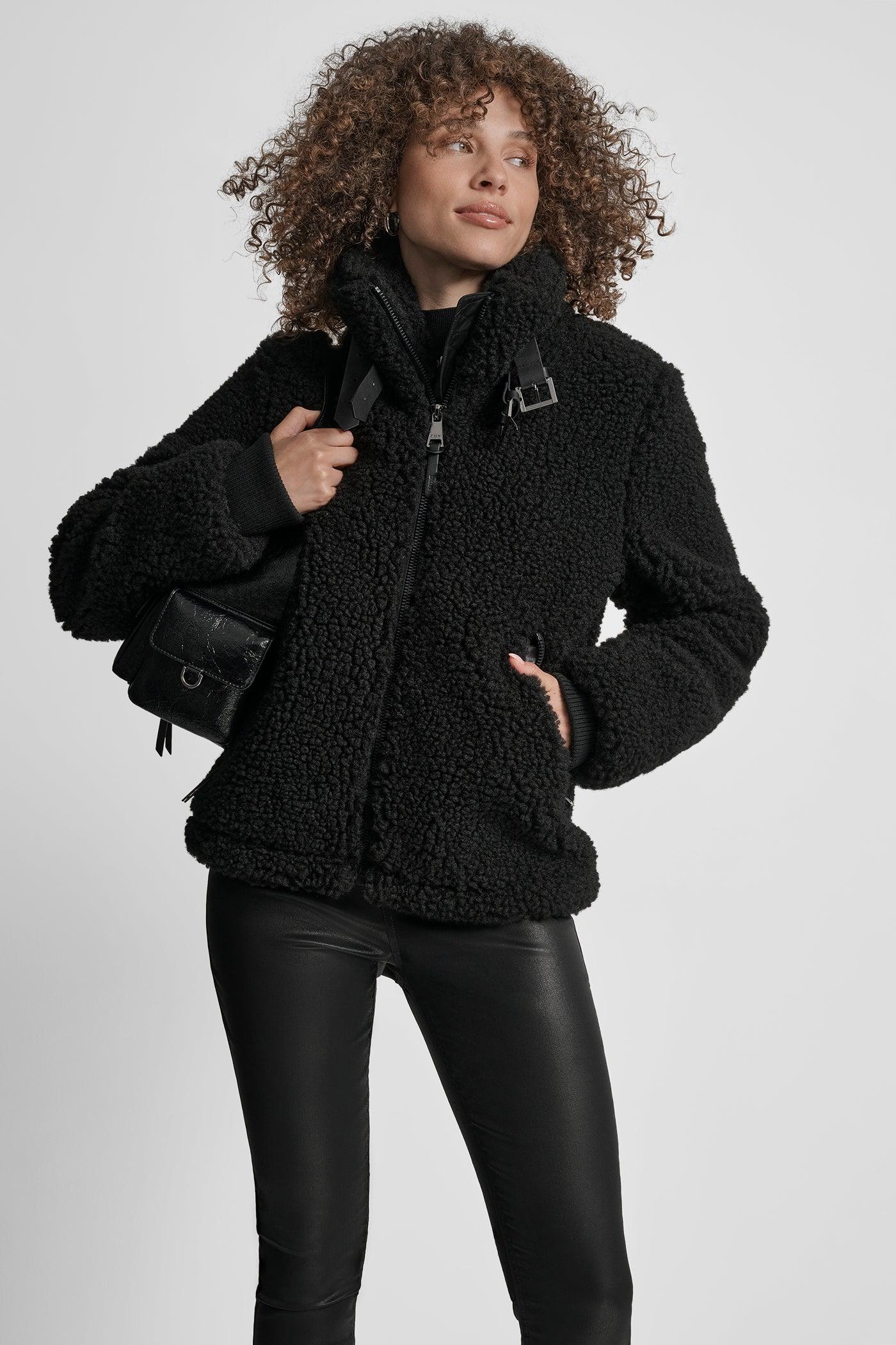 ZIP SHERPA JACKET WITH BUCKLE COLLAR Product Image