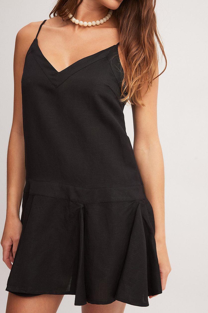 Linen Blend V-neck Mini Dress Product Image