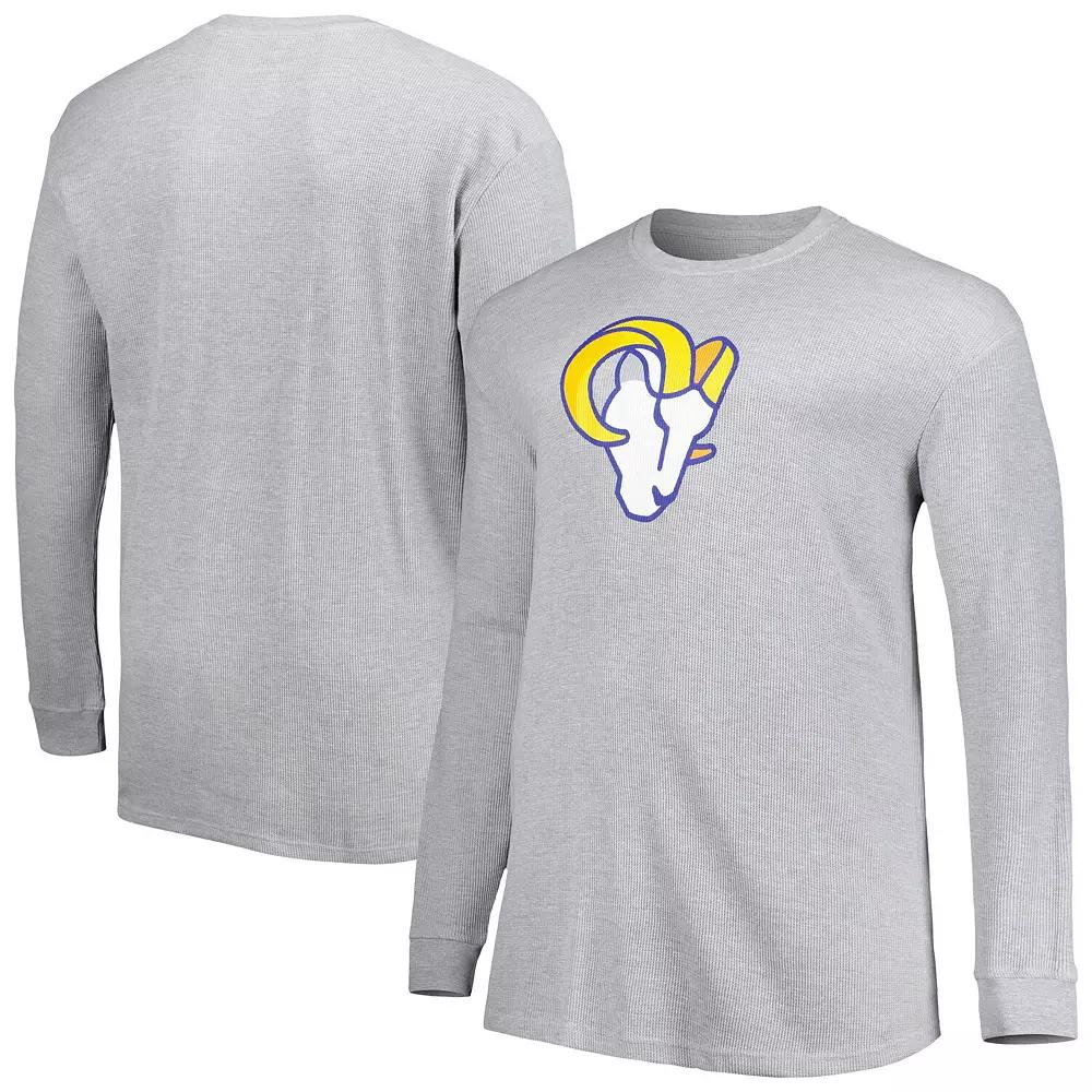 Men's Heather Gray Los Angeles Rams Big & Tall Waffle-Knit Thermal Long Sleeve T-Shirt,  Product Image